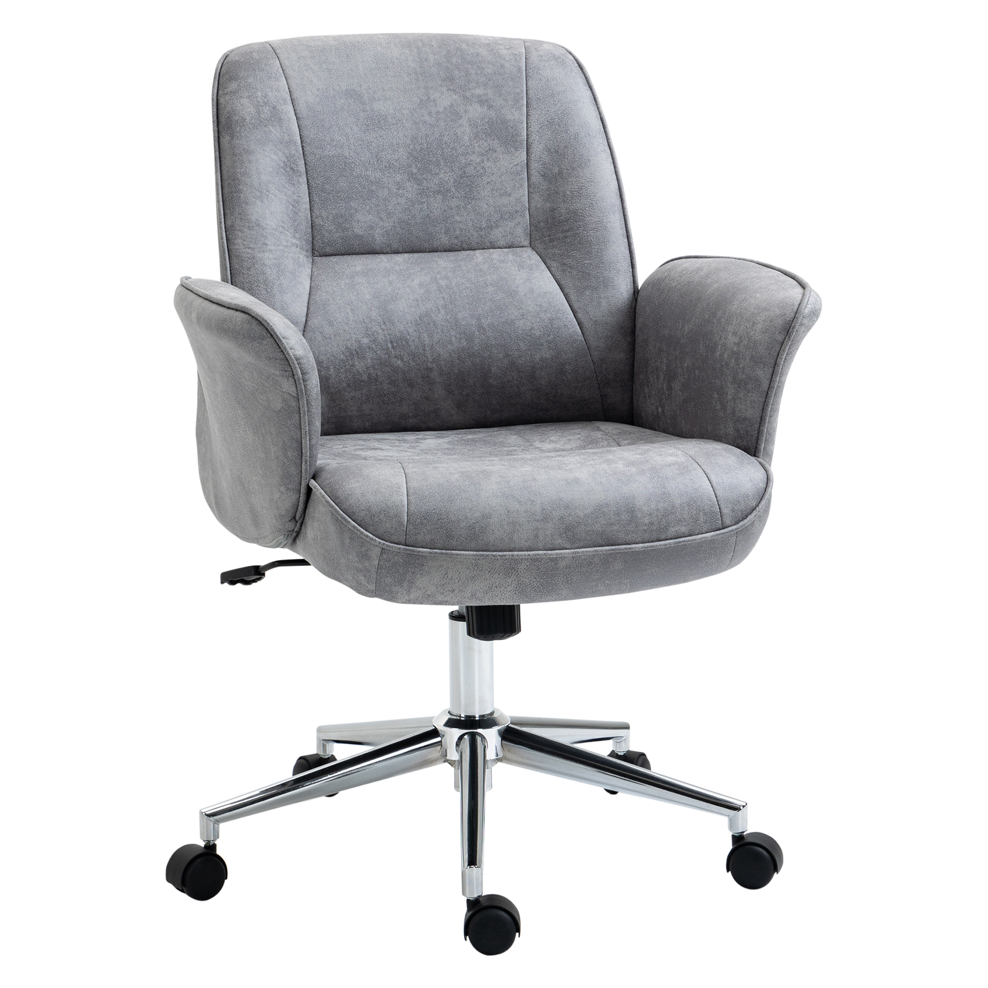 Biroja krēsls ar šūpošanās funkciju, rakstāmgalda krēsls, augstumā regulējams grozāmais krēsls, ergonomisks darba krēsls, moderns, kravnesība līdz 120 kg, mikrošķiedra, gaiši pelēks, 67 x 69 x 92-102 cm