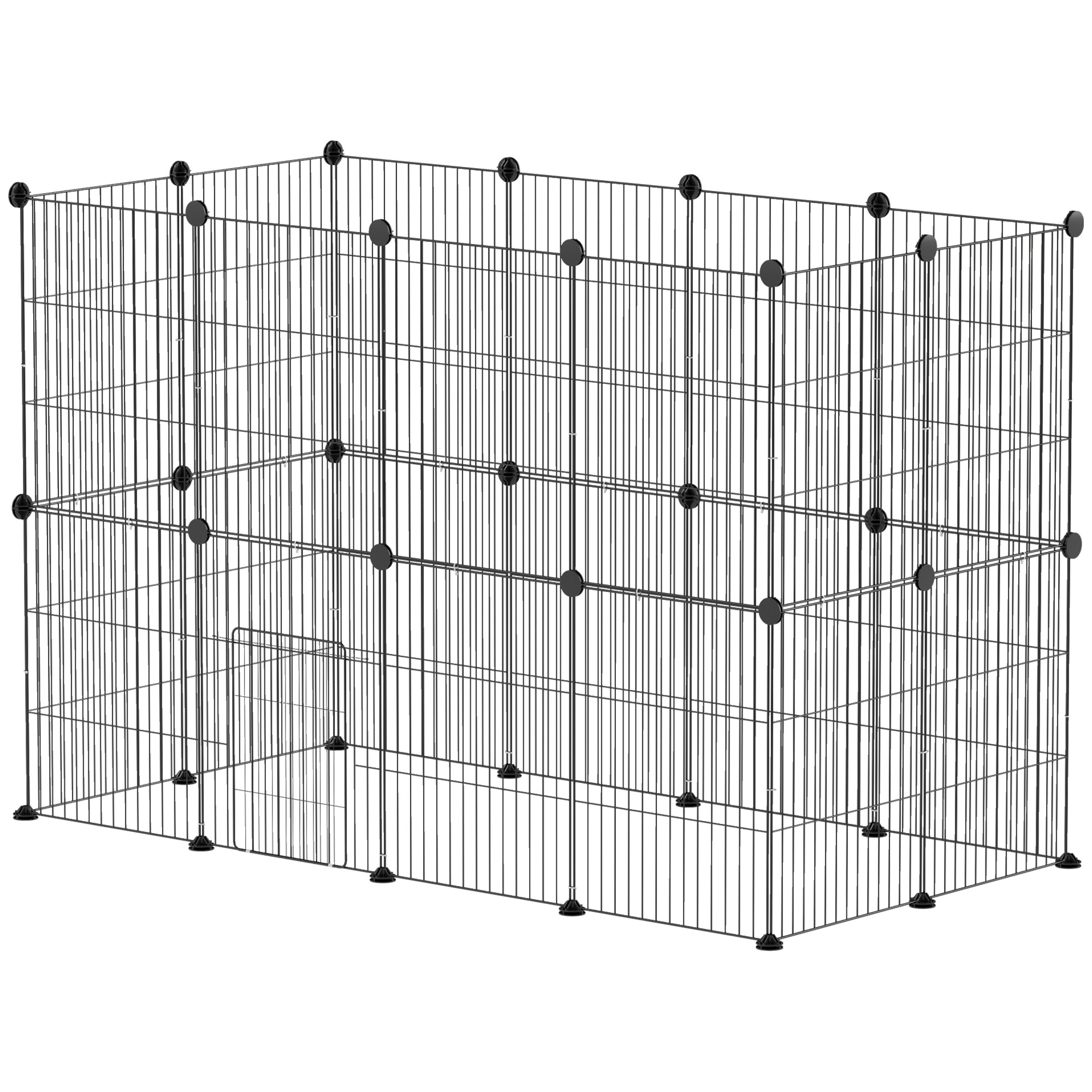 Mazu dzīvnieku būris, āra aploks, modulāra konstrukcija, 0,72 m² platība, tērauds, melns