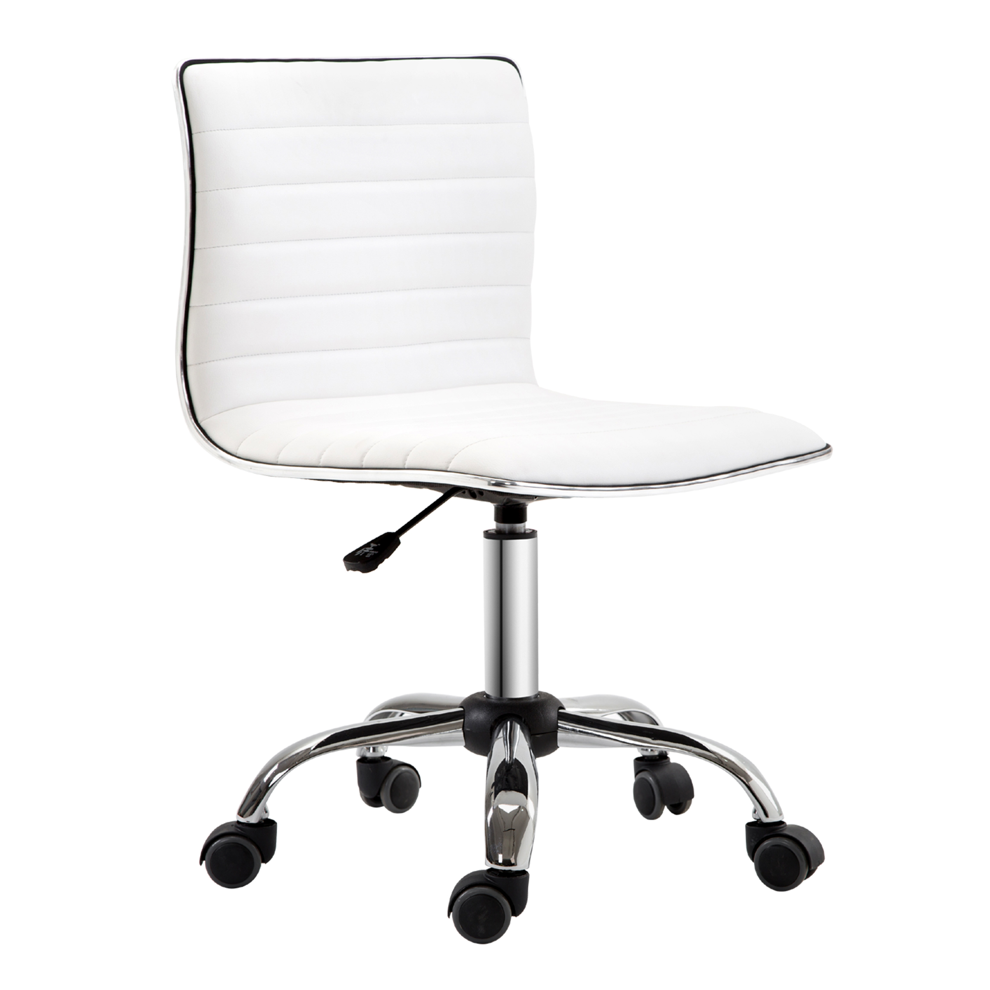 Friziera krēsls, salona krēsls ar atzveltni, regulējams augstums, tērauda PU, balts, 48 x 52 x 78-90 cm