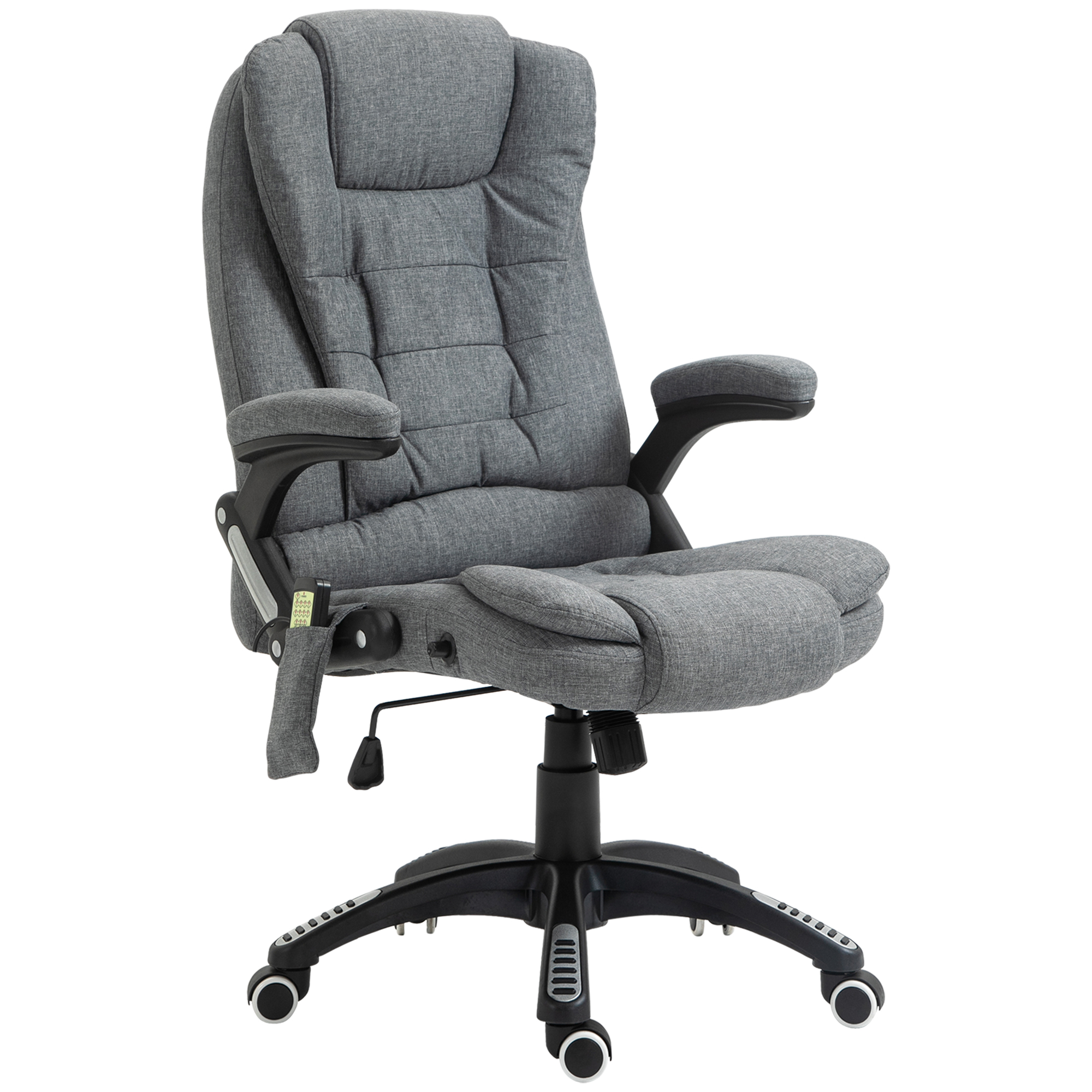 Biroja krēsls ar masāžas krēslu un sildīšanas funkciju, ergonomisks vadītāja krēsls, augstumā regulējams grozāmais krēsls, spēļu krēsls ar masāžas funkciju, tumši pelēks, 68 x 72 x 110–120 cm