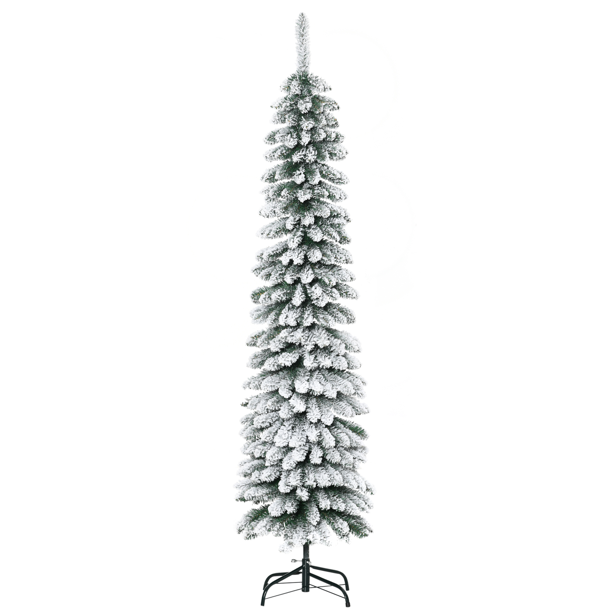 Mākslīgā Ziemassvētku eglīte, sniegbalta, šaura dizaina, ugunsdroša, 180 cm, zaļa/balta