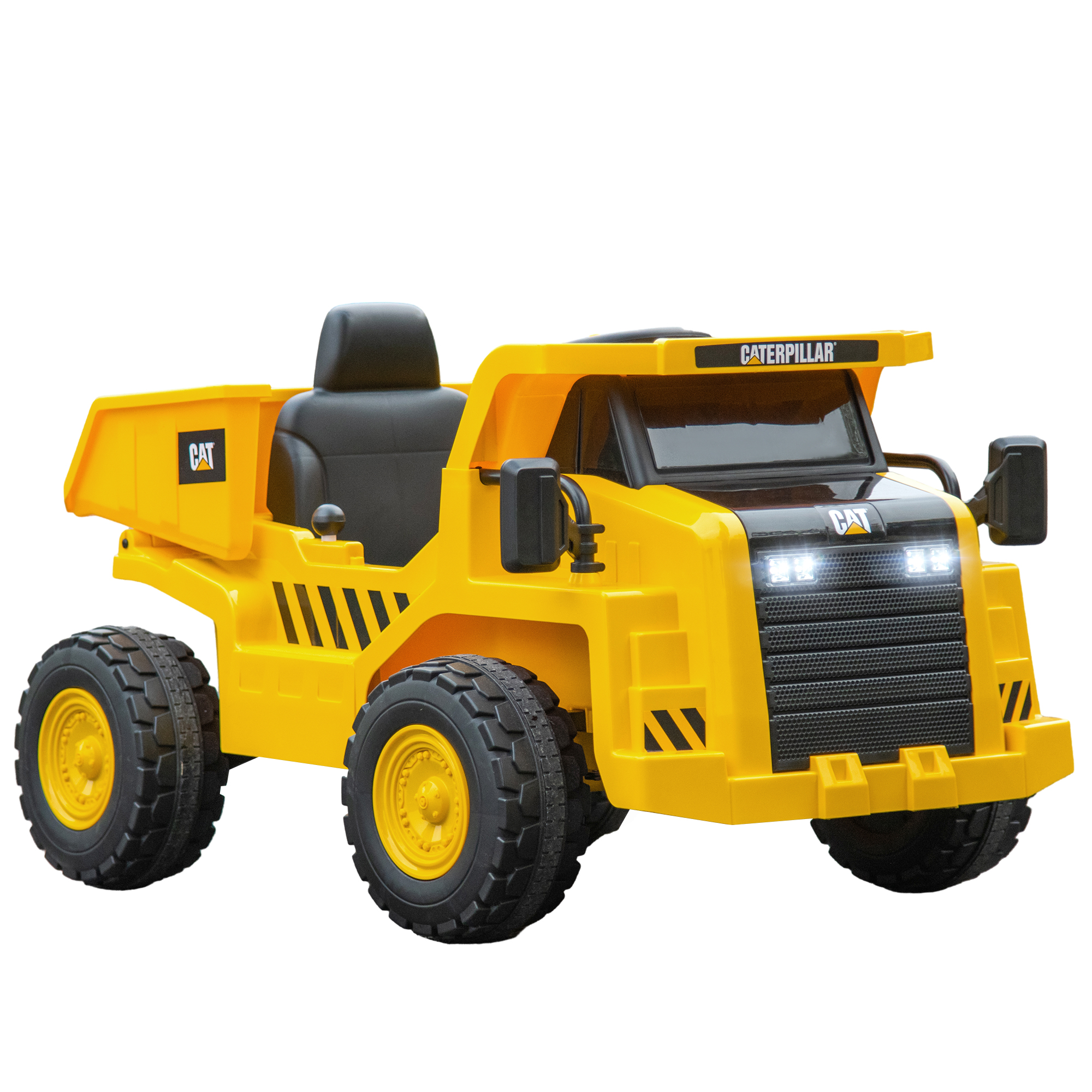 Elektriskais bērnu ekskavators, Caterpillar pašizgāzējs, 3-5 km/h, ar tālvadības pulti, vecums 3-6 gadi, dzeltens
