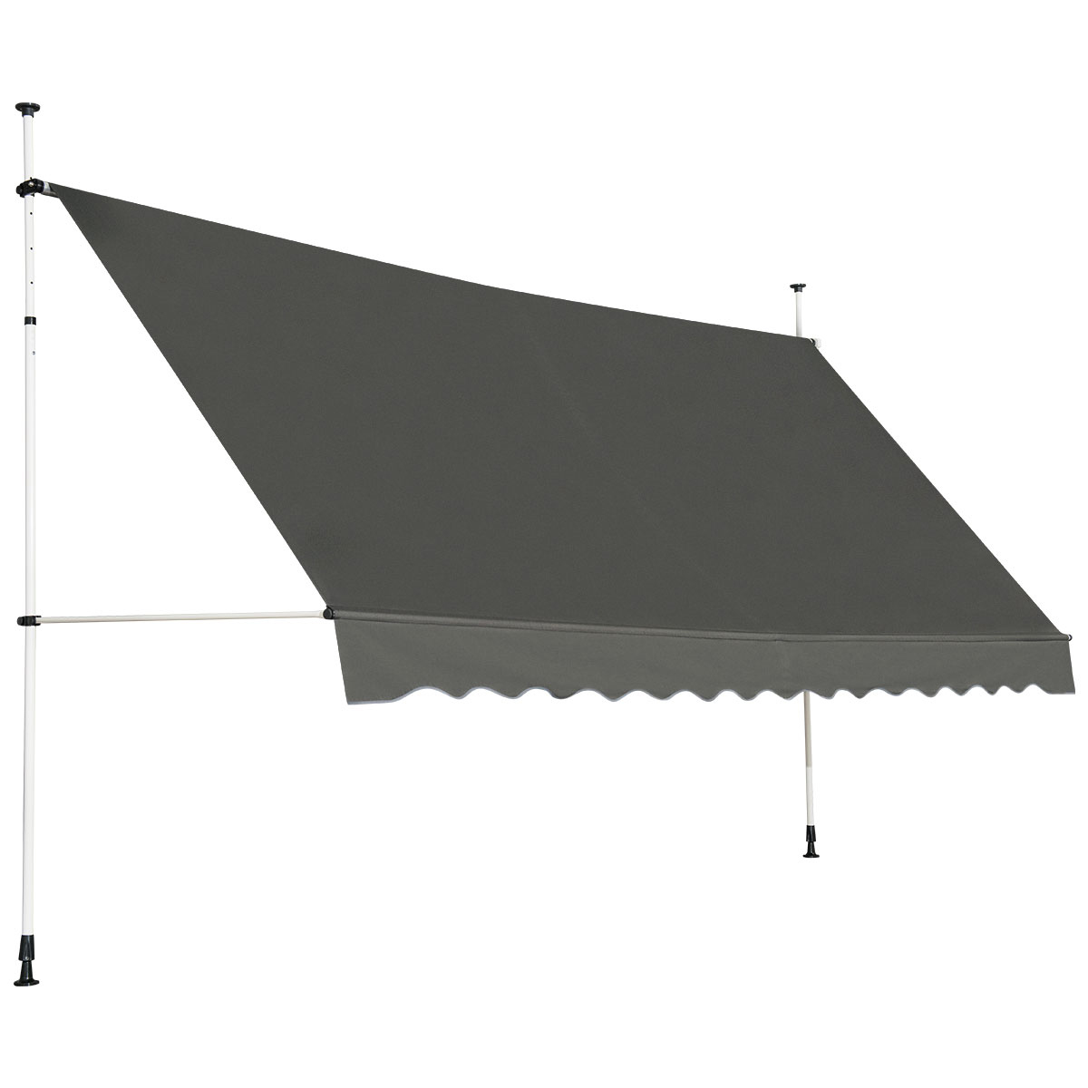 Teleskoop-stangedega ja vändaga terrassimarkiis (laius 395 cm veekindel ja UV-kaitsega) hall