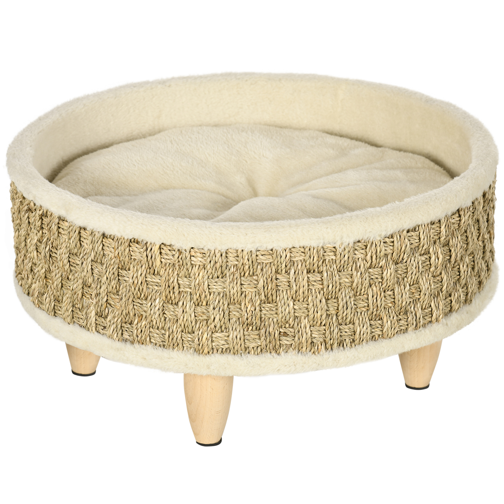 Lemmikloomavoodi kassidele ja koertele mererohi pestav padi 48 cm x 48 cm x 24 5 cm beež + khaki - naturaalne