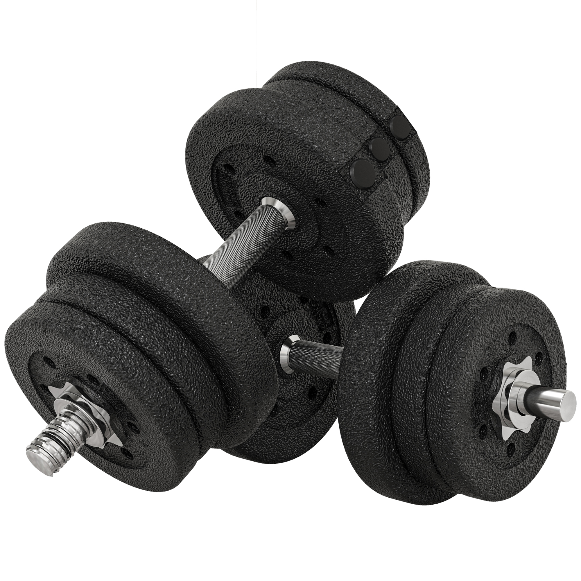 25 kg hanteļu komplekts ar svaru plāksnēm mājām, birojam, sporta zālei, tērauds, mākslīgā āda, melns