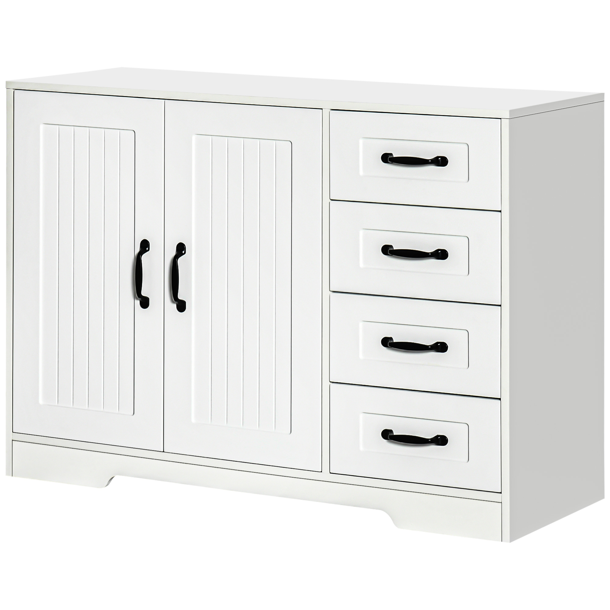 Kummut kummut moodne stiil 4 sahtlit 1 kapp 105 cm x 40 cm x 76 cm valge