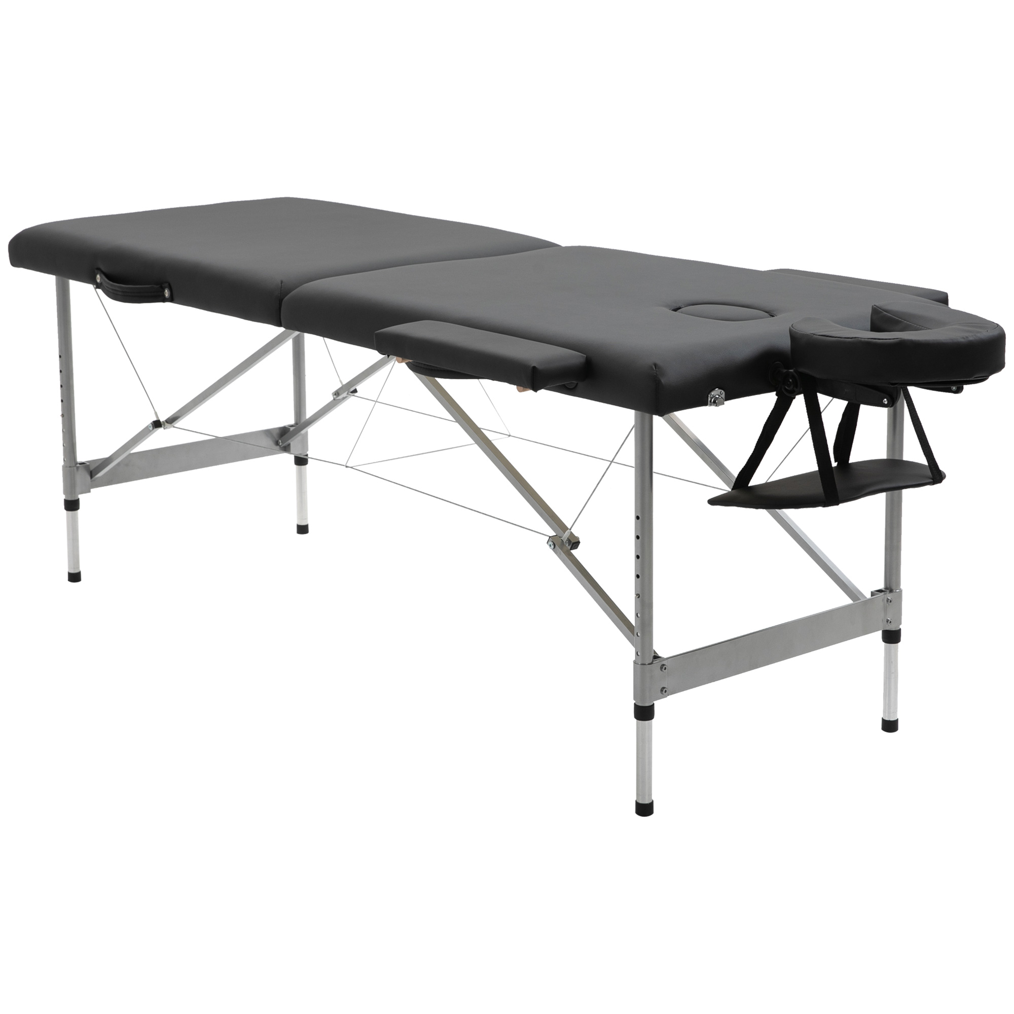 Saliekams masāžas galds ar atveri sejai, roku balstiem, pārnēsājams masāžas galds, 185 cm x 70 cm x 82 cm