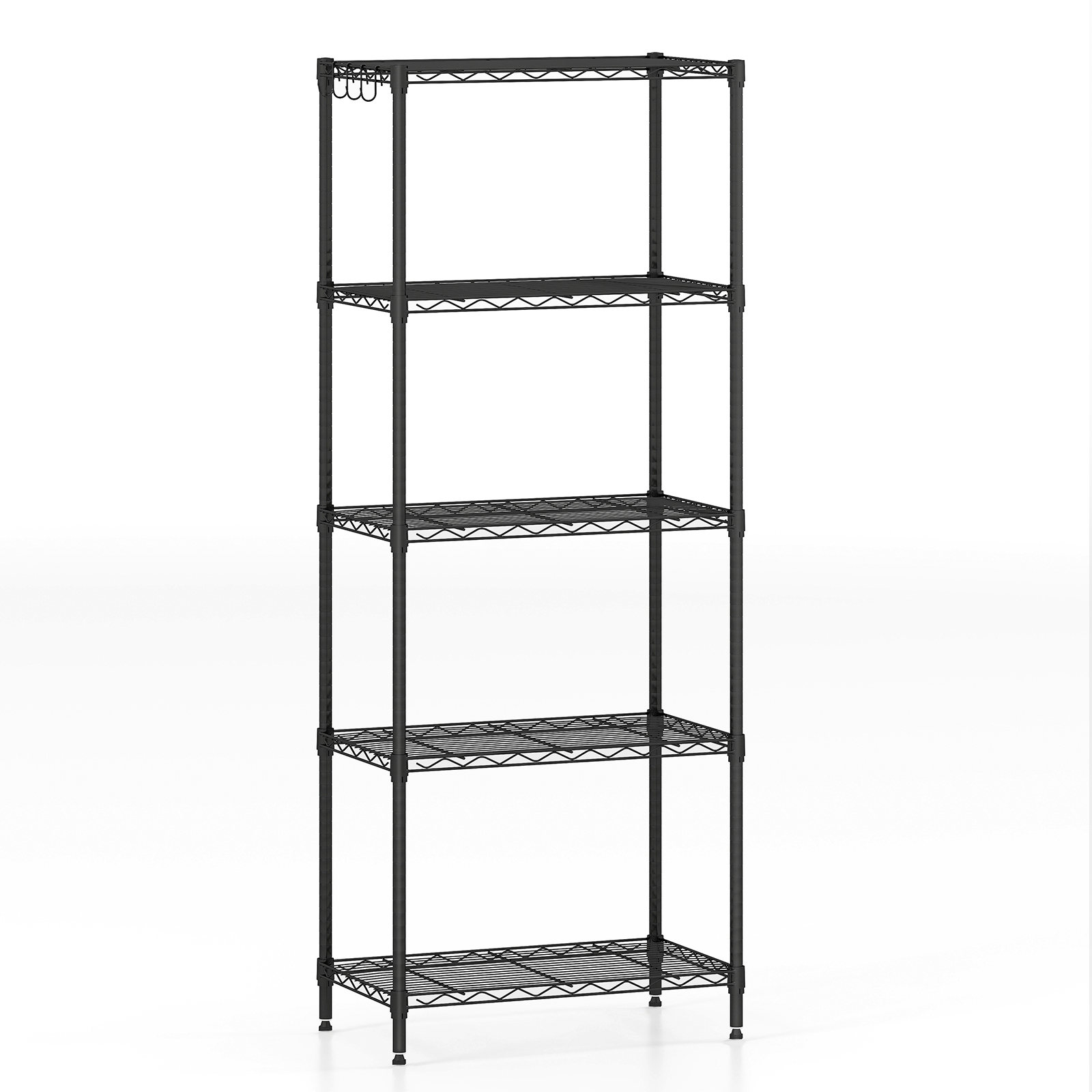 Mitmekorruseline reguleeritavate tasanditega metallist ladustamisriiul, tugev ja universaalne raskeveokite riidestend (59 x 34 x 152 cm), must