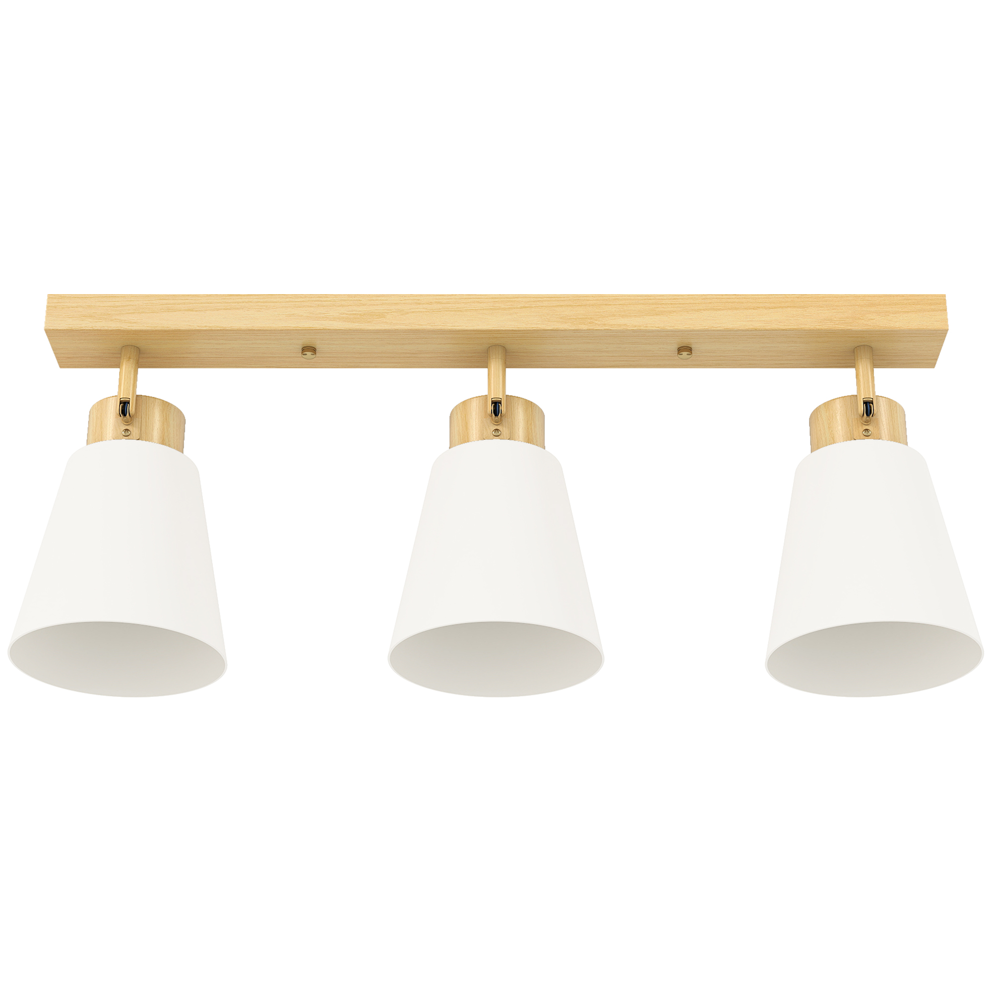 LED-laevalgusti 40W kahekordse kinnitusega laelamp 90° reguleeritavate peadega 3 E27 sokliga naturaalne puit