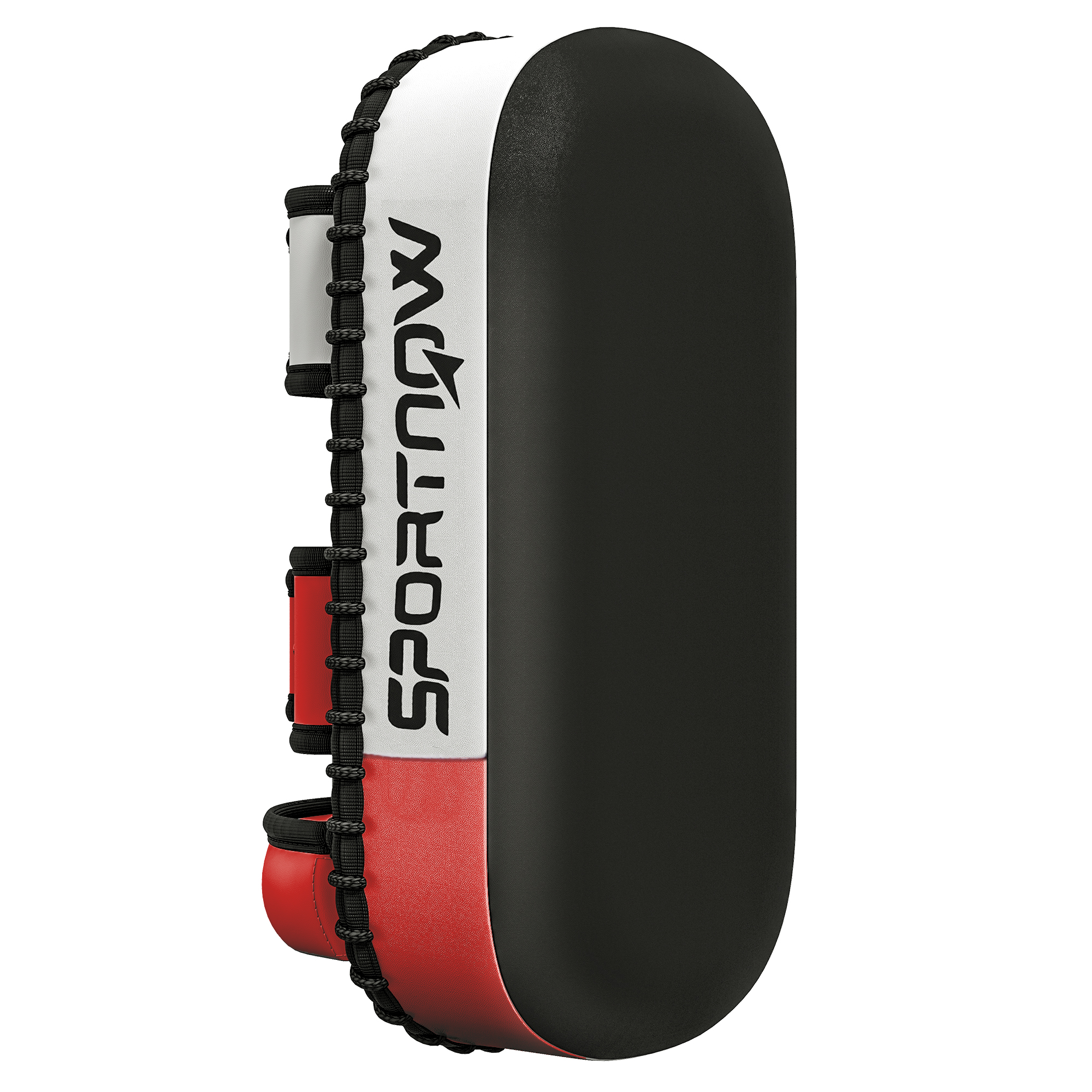 Spārna balsts Muay Thai un kikboksa cīņai, sintētiskās ādas pārklājs, 0,4 kg, 38x20x18 cm, melns/sarkans/balts