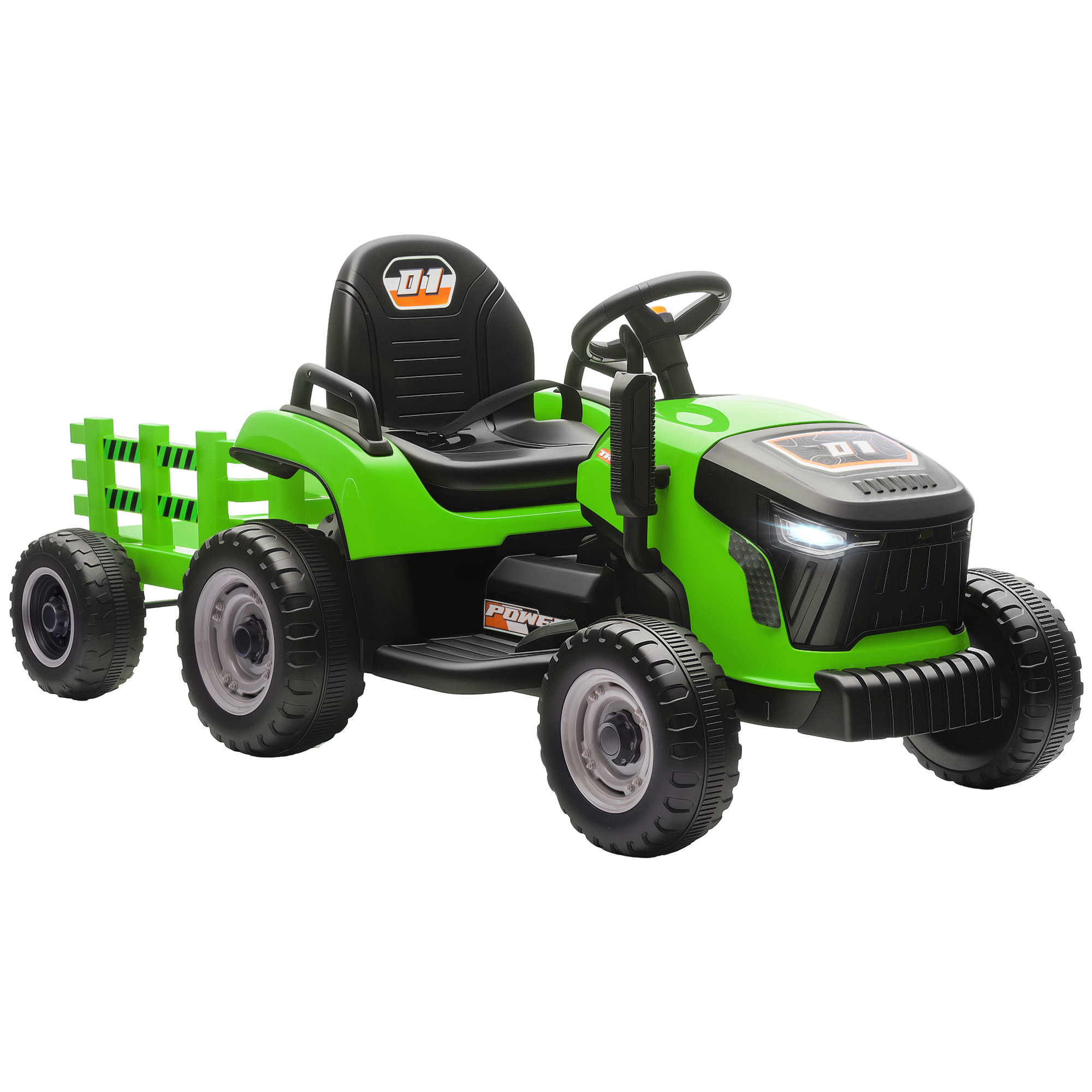 Elektriskais bērnu traktors, braucams traktors ar tālvadības pulti, mīksta iedarbināšana, bērniem vecumā no 3 līdz 8 gadiem, zaļš