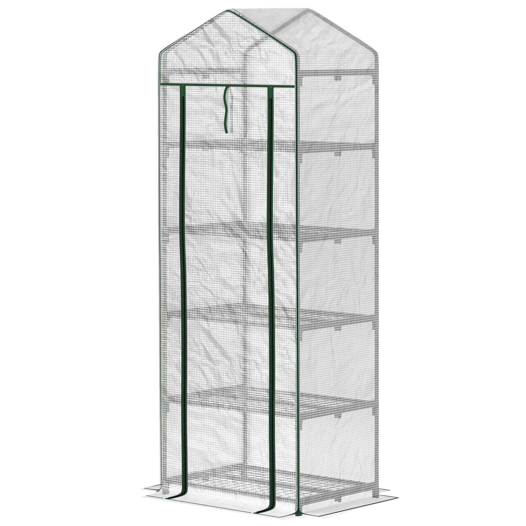 Mini siltumnīca puķēm vai dārzeņiem, tērauds, plastmasa, 69 x 49 x 193 cm, balta