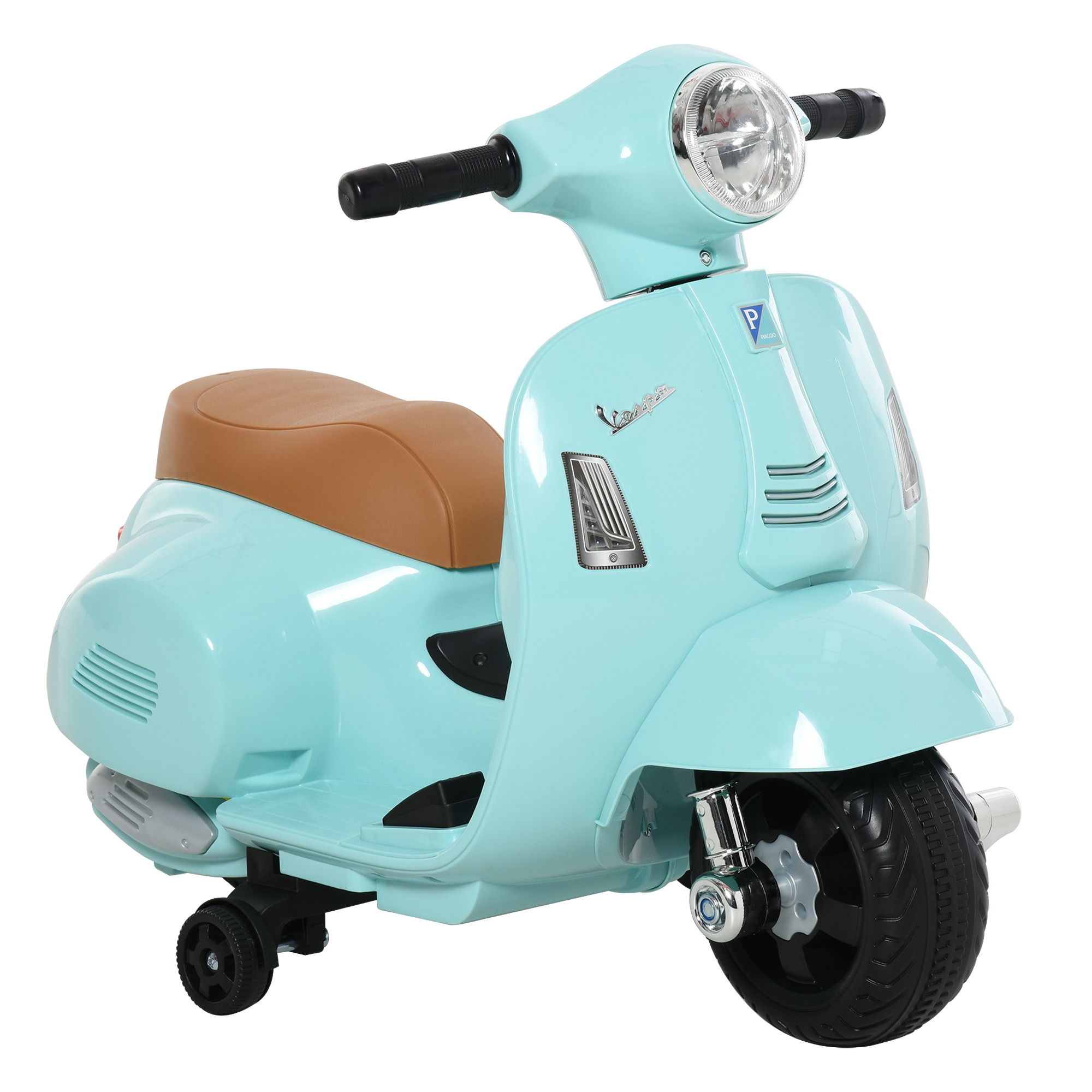 Elektriskais bērnu motocikls Vespa, elektriskais motocikls ar LED gaismu, skaņu, bērnu elektriskais motocikls bērniem vecumā no 18 līdz 36 mēnešiem, zaļš
