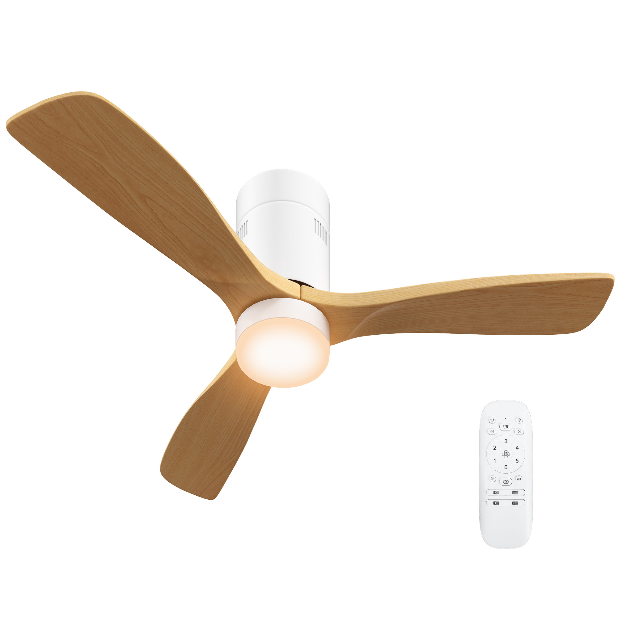 Griestu ventilators ar LED apgaismojumu, 6 ātrumi, tālvadības pults, gaiši brūns