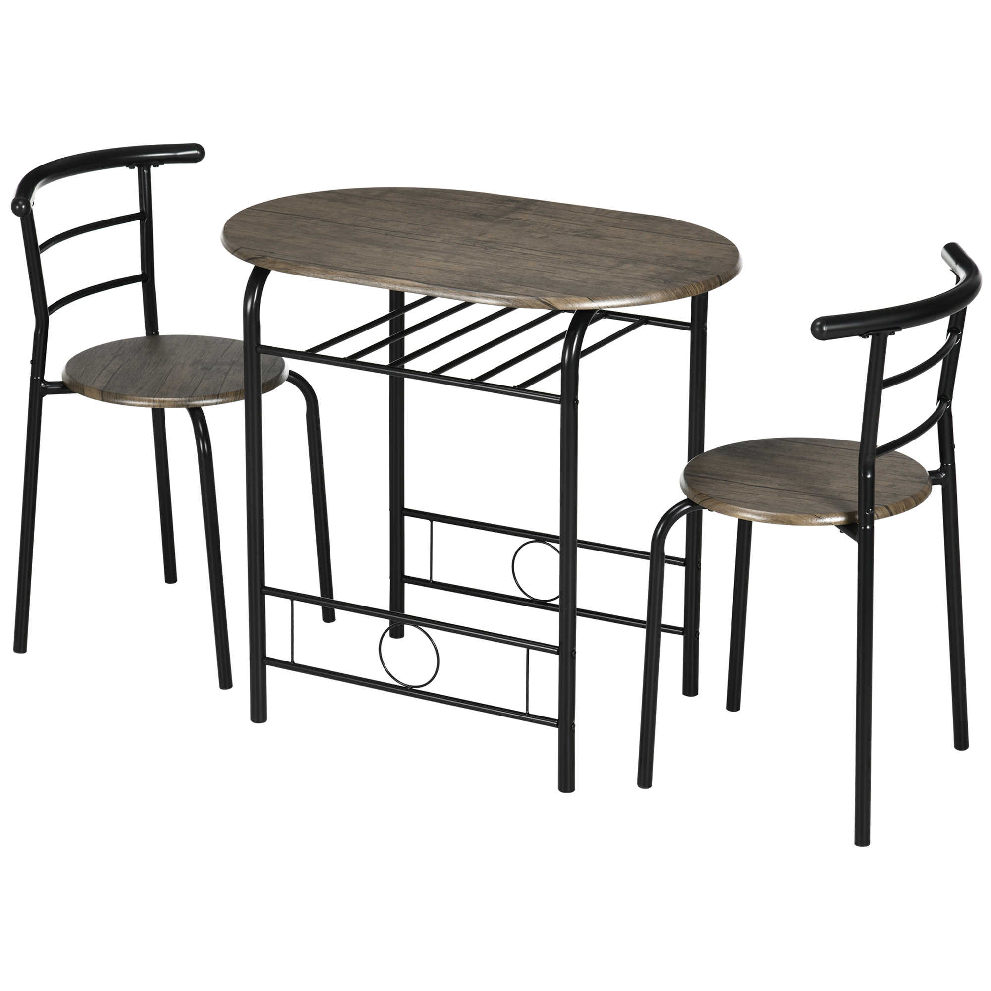 Bistroo söögilaua komplekt toolidega 1 laud 2 tooli 80 cm x 53 cm x 74 5 cm must