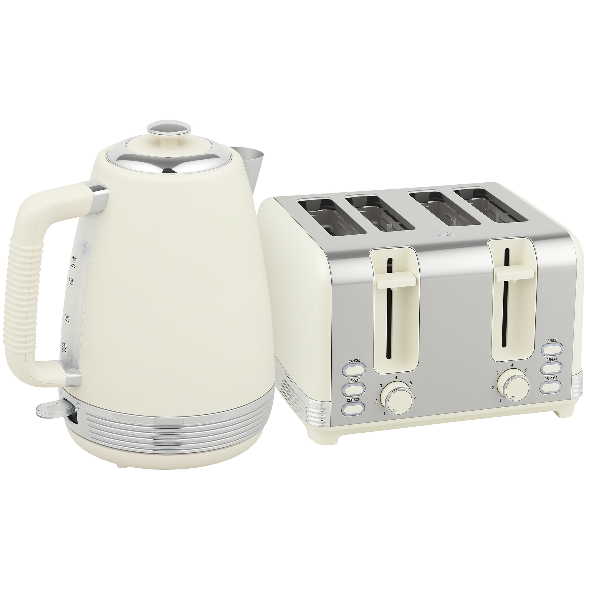 Tējkannas un tostera komplekts, 1,7 L, 2200 W, Strix termostats, filtrs, 4 šķēļu tosteris, 7 brūnināšanas līmeņi, drupaču paplāte