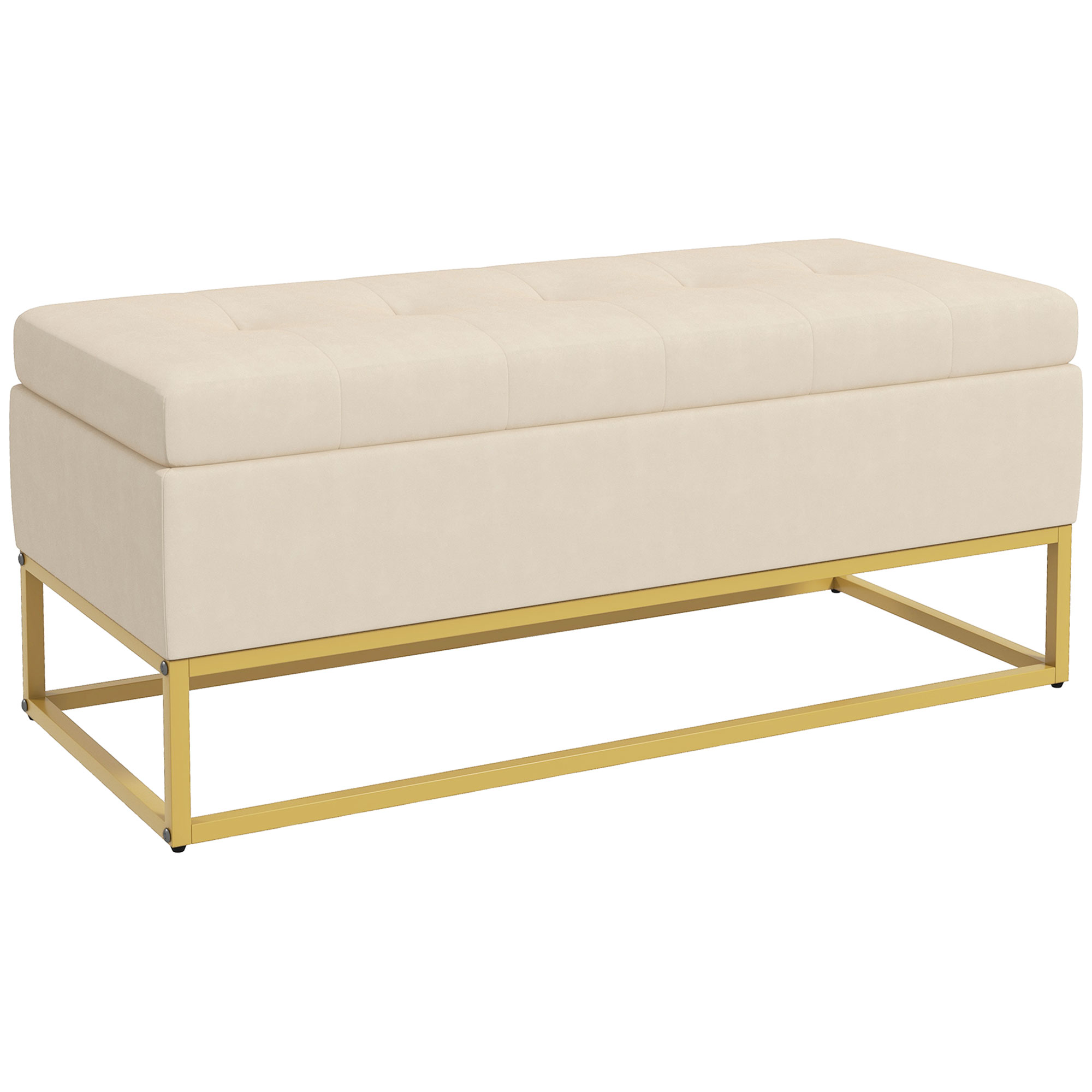 Hoiupink dekoratiivne nööpnõel flanell-imitatsioon kuldsed terasest jalad 110 x 47 x 46 5 cm