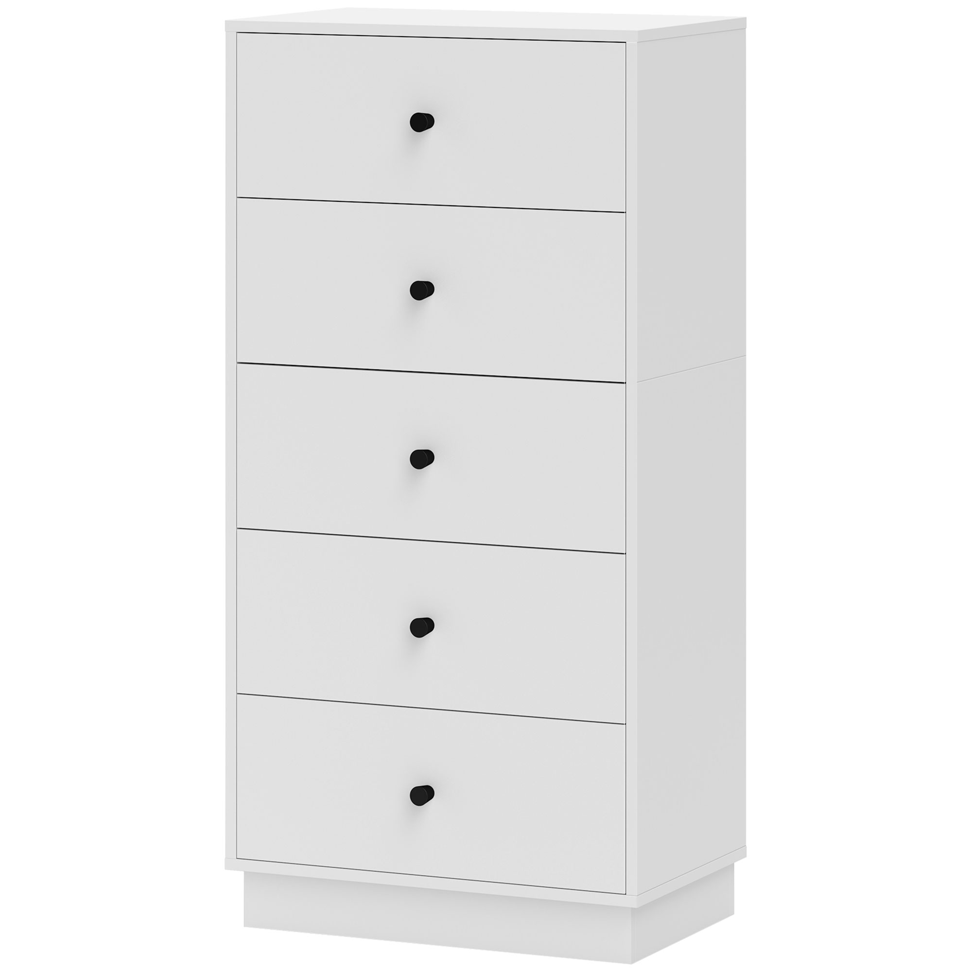 Kumode/bufetes skapis ar 5 atvilktnēm, izgatavots no inženierkoka modernā stilā, 47 x 29 x 95 cm, balts
