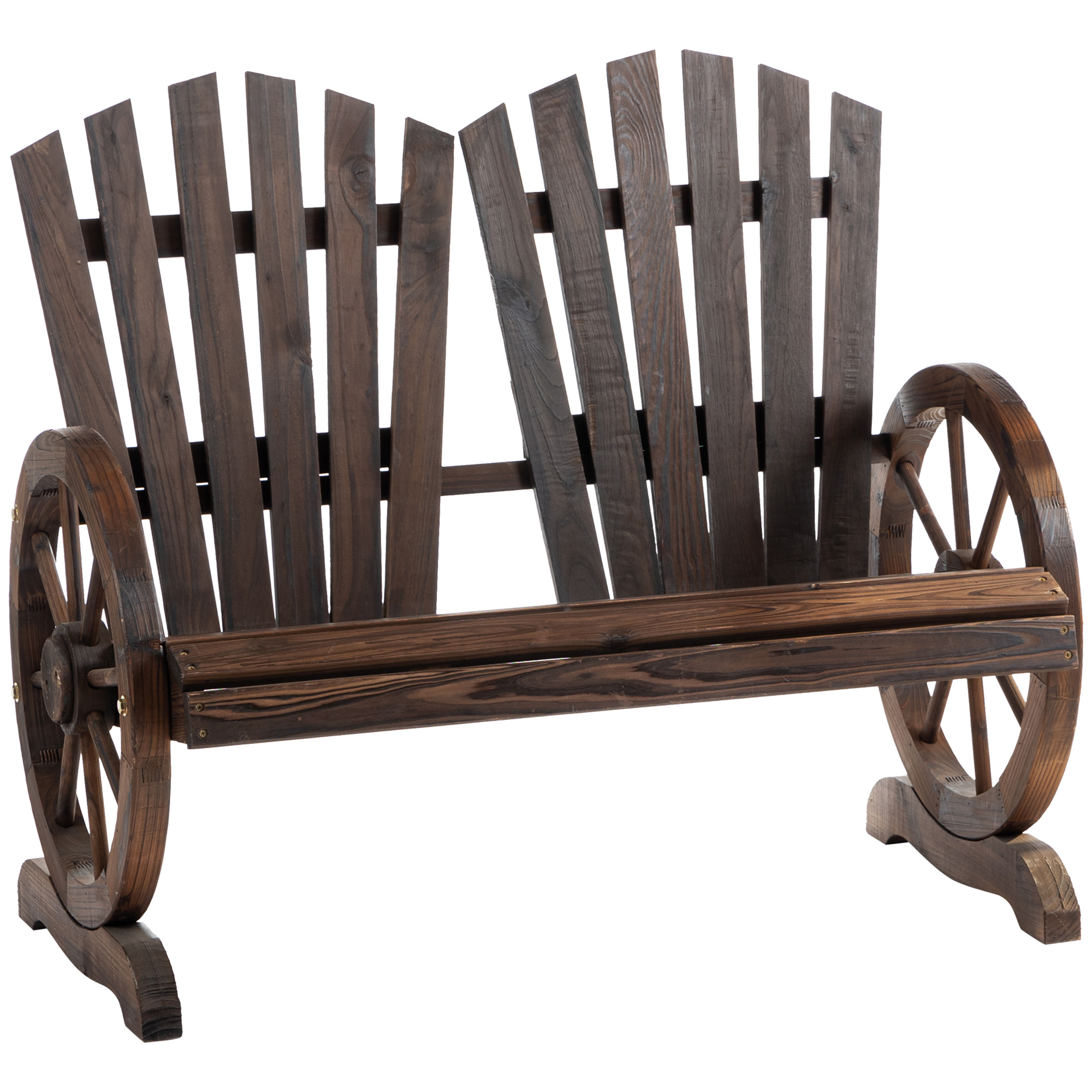 Divvietīgs dārza sols no masīvkoka, sols ar roku balstiem, dārza mēbeles, 250 kg kravnesība, rustikāls sols dārzam, terasei un citām āra zonām, 108 x 66 x 95 cm, tumši brūns