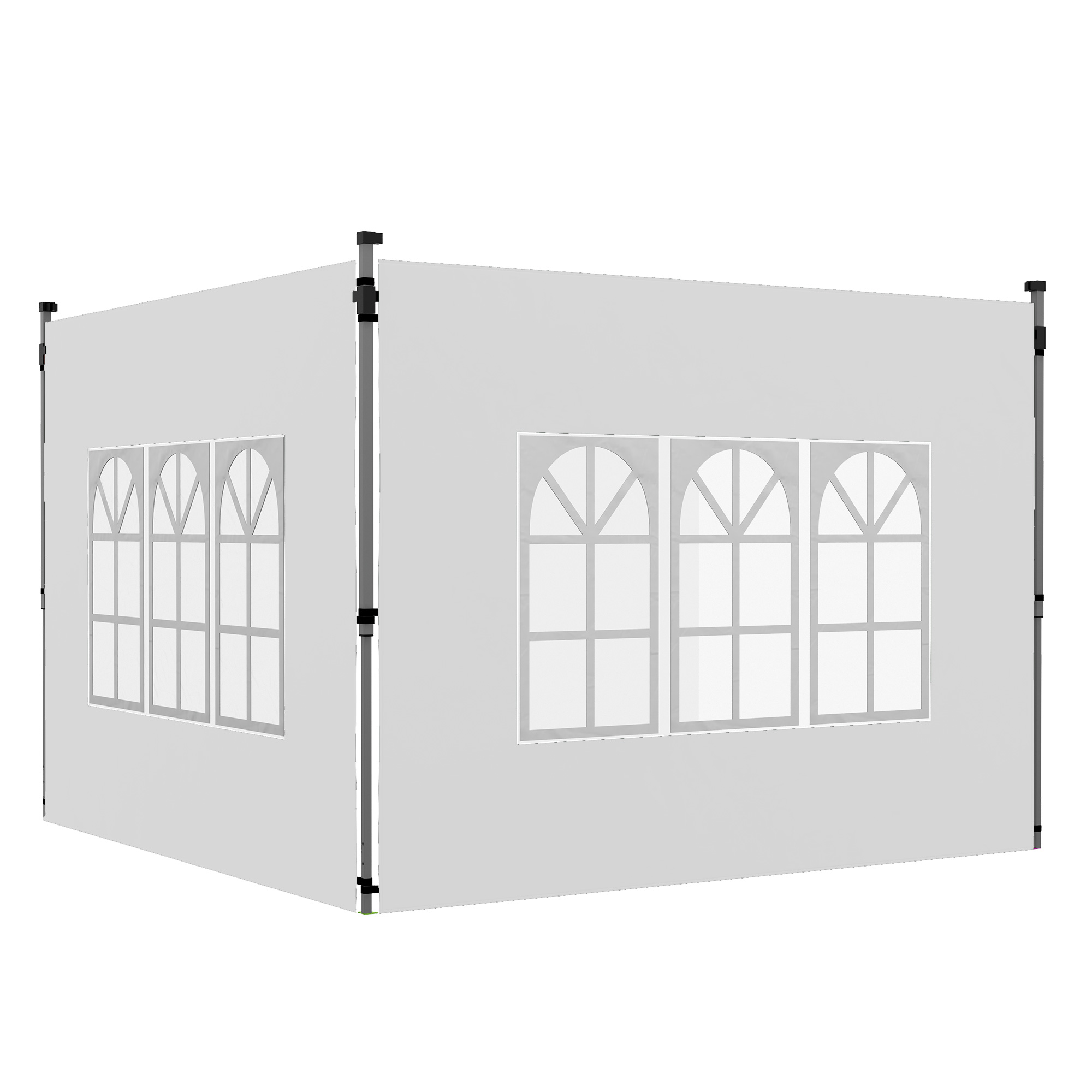 2 sānu paneļu komplekts 3x3/3x4 m lapenei, sānu siena ar logu, ūdensnecaurlaidīga, balta