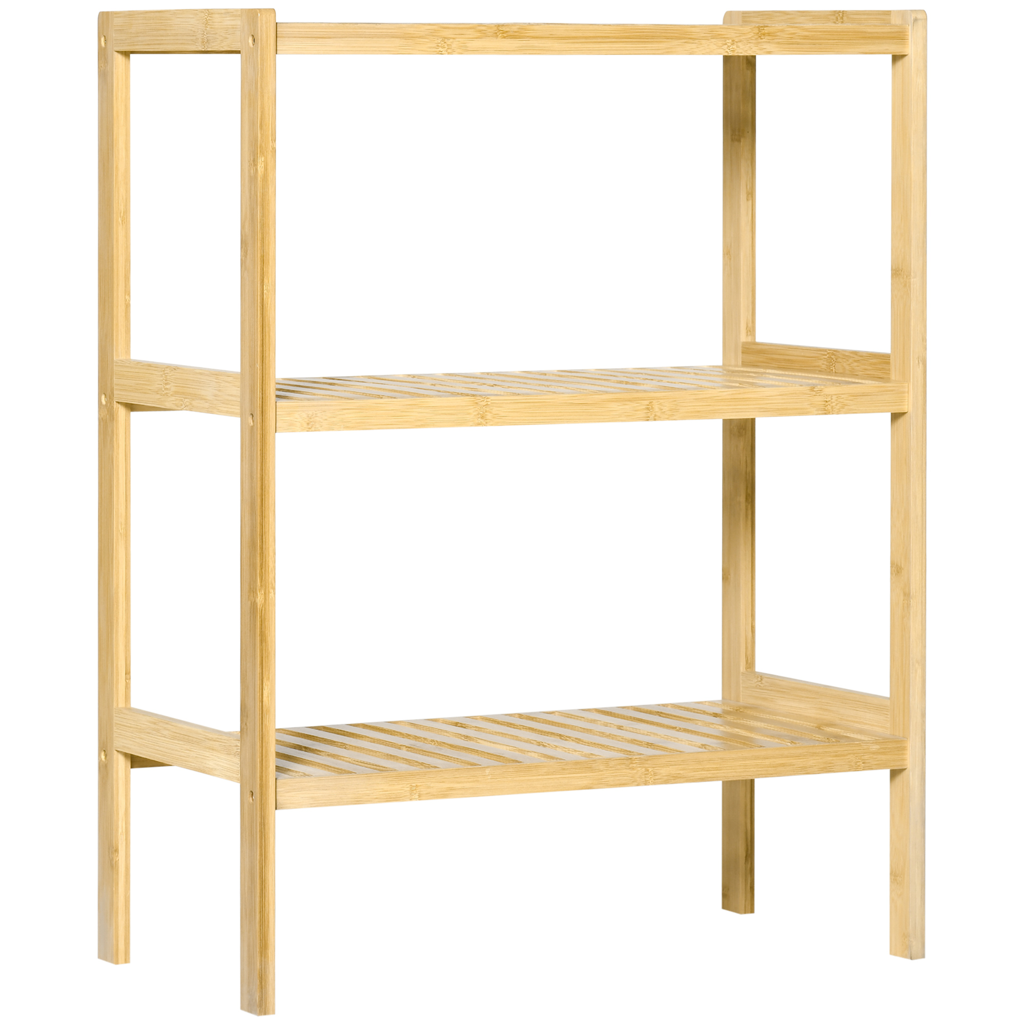 Bambusa plaukts ar 3 plauktiem, bambuss, 62 cm x 33 cm x 80 cm, dabīgs