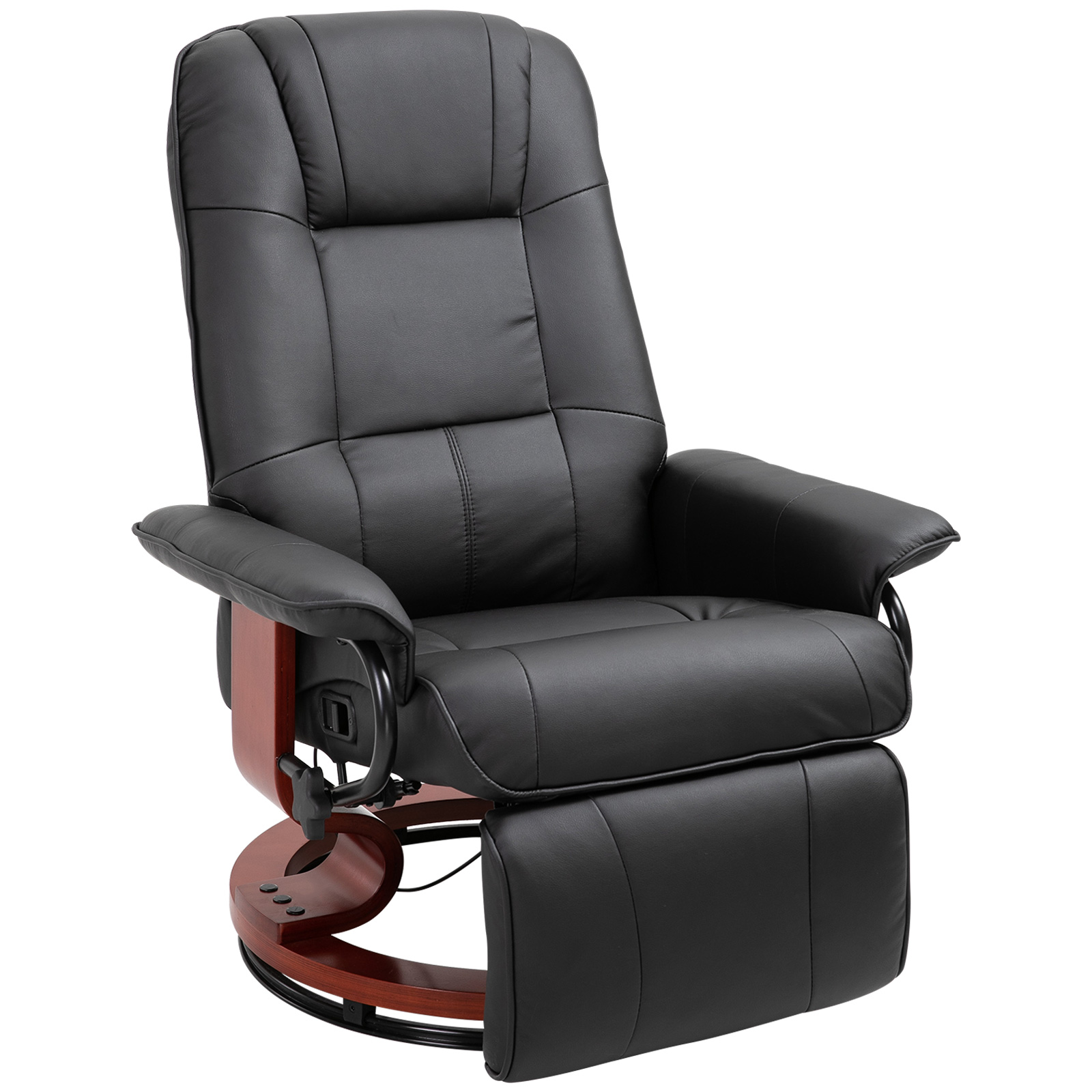 Atgāžams atpūtas krēsls, TV krēsls, atpūtas krēsls, mākslīgā āda, 360° grozāms krēsls, 145° noliecams, melns, 78 x 87 x 100 cm