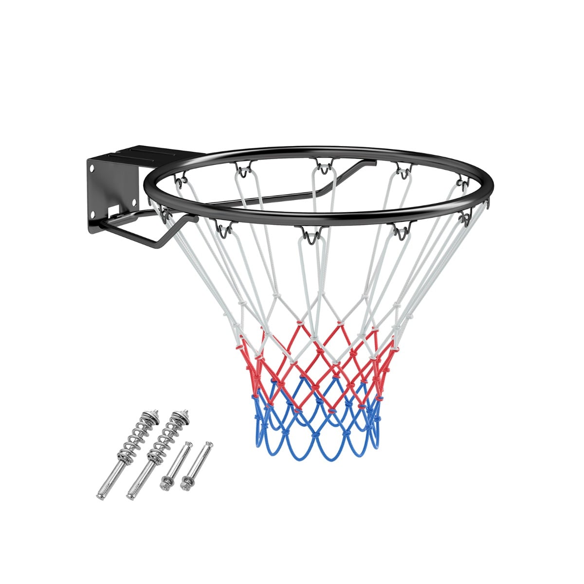 Sienas basketbola grozs ar dubultu atsperi un visiem laikapstākļiem piemērotu tīklu
