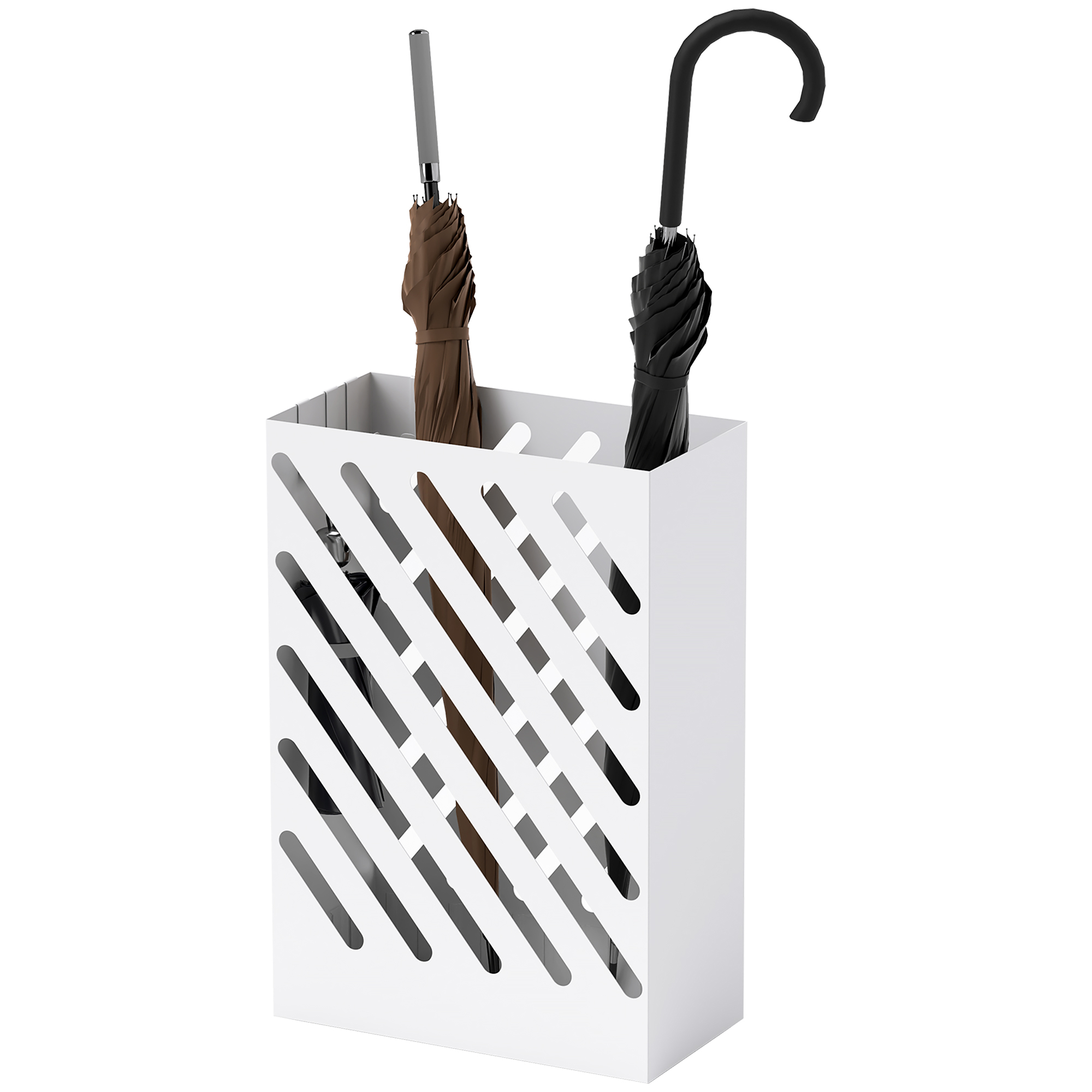 Vihmavarjualus tilgakogumisalusega 4 konksu terasest 28P x 14L x 41K cm valge
