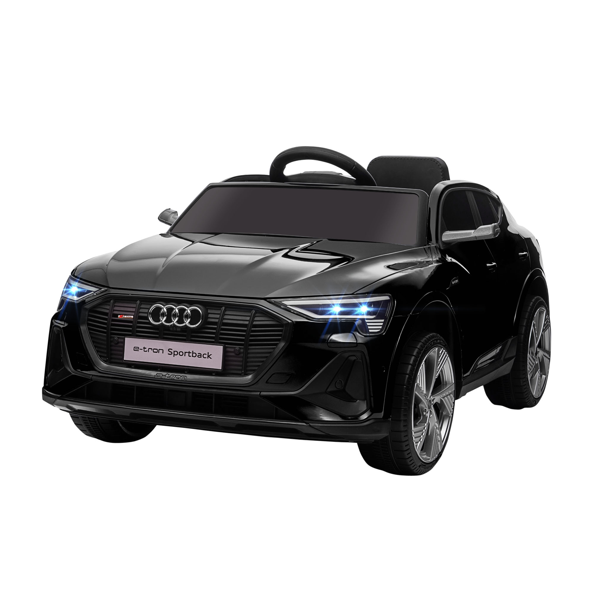 Elektriskā bērnu automašīna 12V elektromobilis Audi E-tron elektromobilis ar tālvadības pulti, drošības jostu, mūziku (MP3/USB/TF), bērnu transportlīdzeklis bērniem no 3 līdz 5 gadiem, 3–5 km/h, melns
