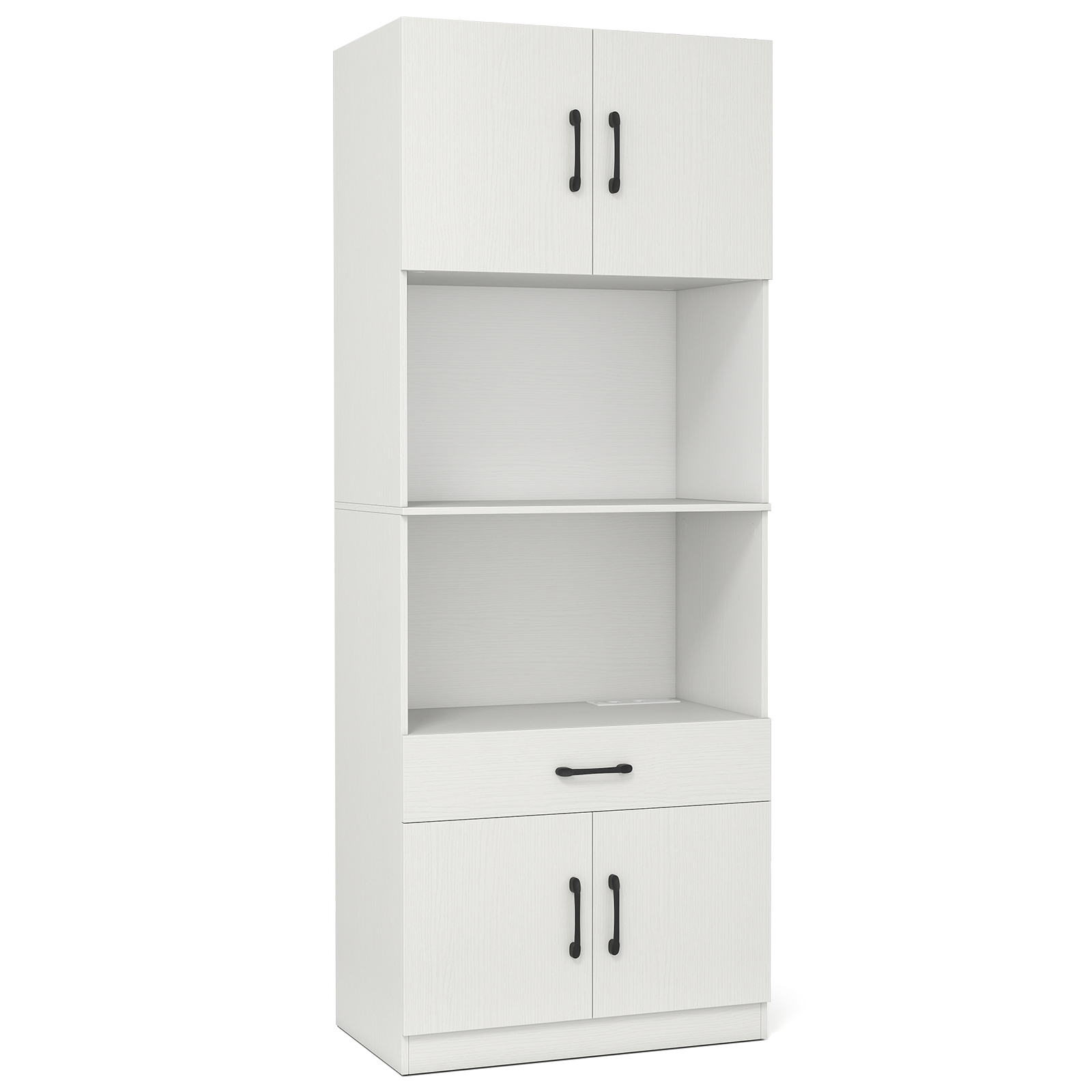 Virtuves skapis 168 cm bufete ar uzlādes staciju 1 usb 1 tipa c pieliekamais skapis virtuve ar 4 durvīm balta