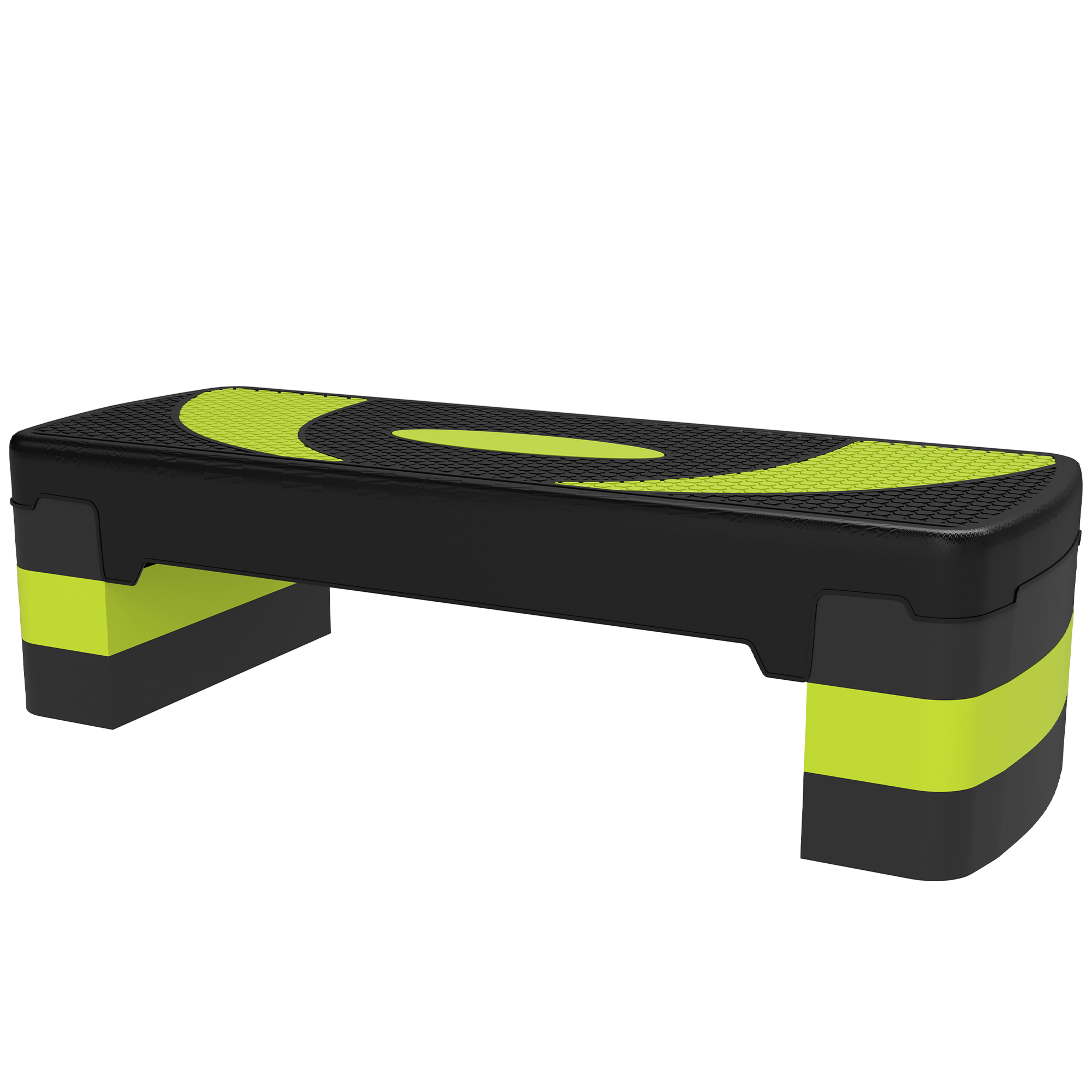 Aerobikas steperis, regulējams augstums, lietošanai iekštelpās un ārā, celtspēja līdz 150 kg, 80 x 31 x 10-20 cm, zaļš