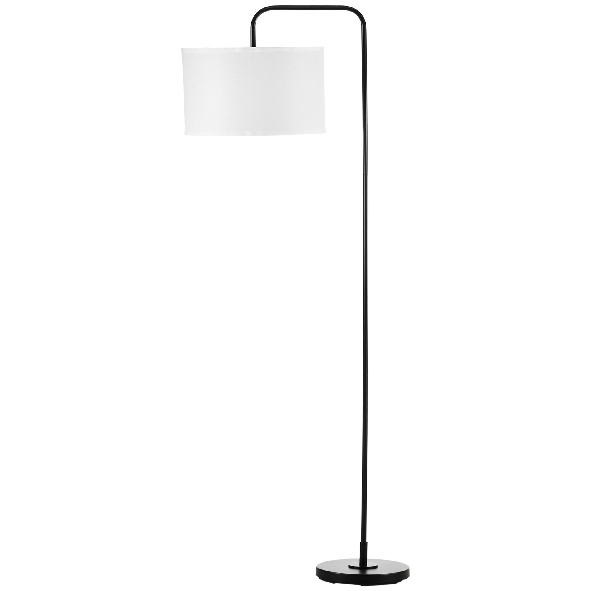 Grīdas lampa ar kājas slēdzi, grīdas lampa ar auduma abažūru, tērauda, melna