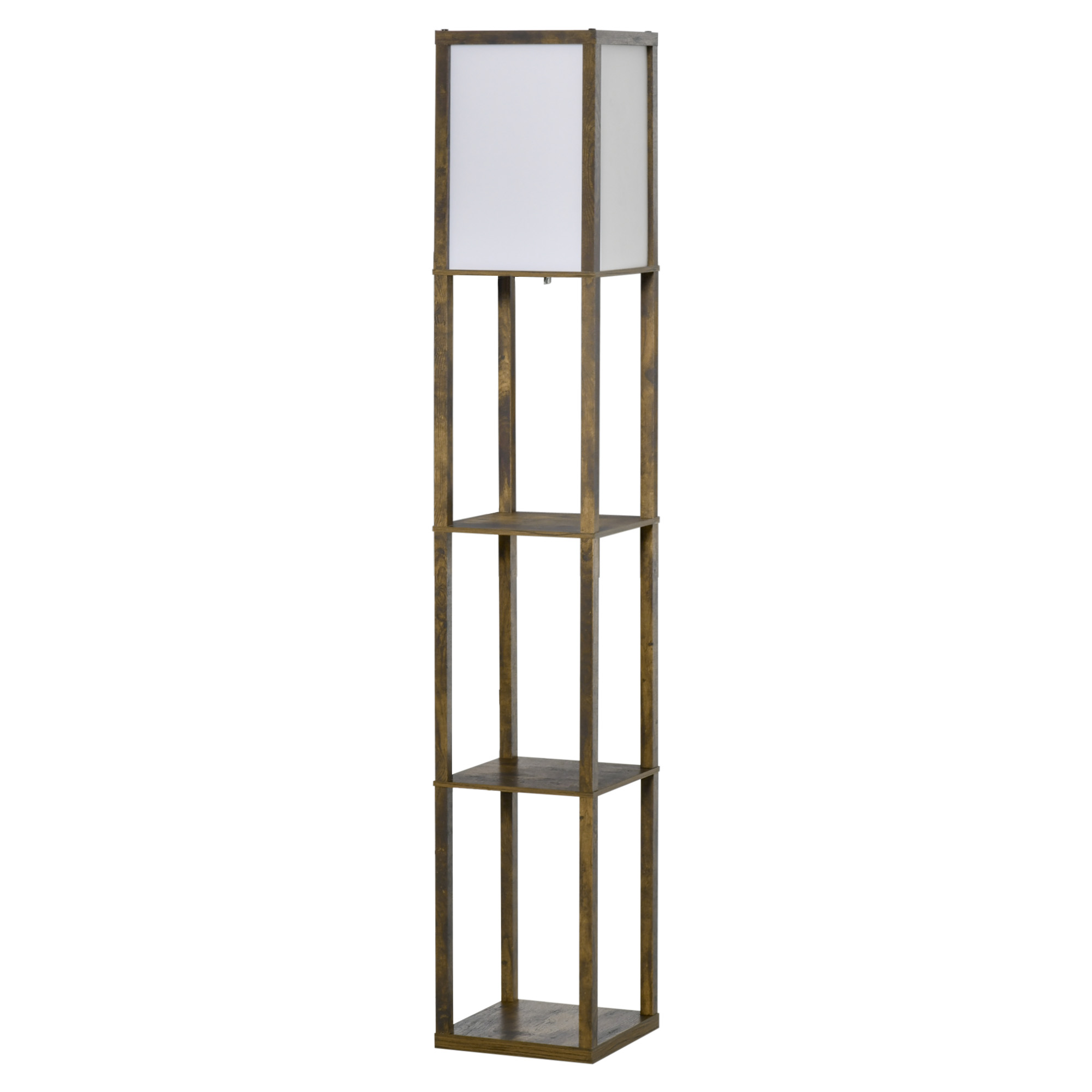 Stāvlampa ar plauktiem, koka, 26 x 26 x 160 cm, viesistabai/guļamistabai (spuldze nav iekļauta)