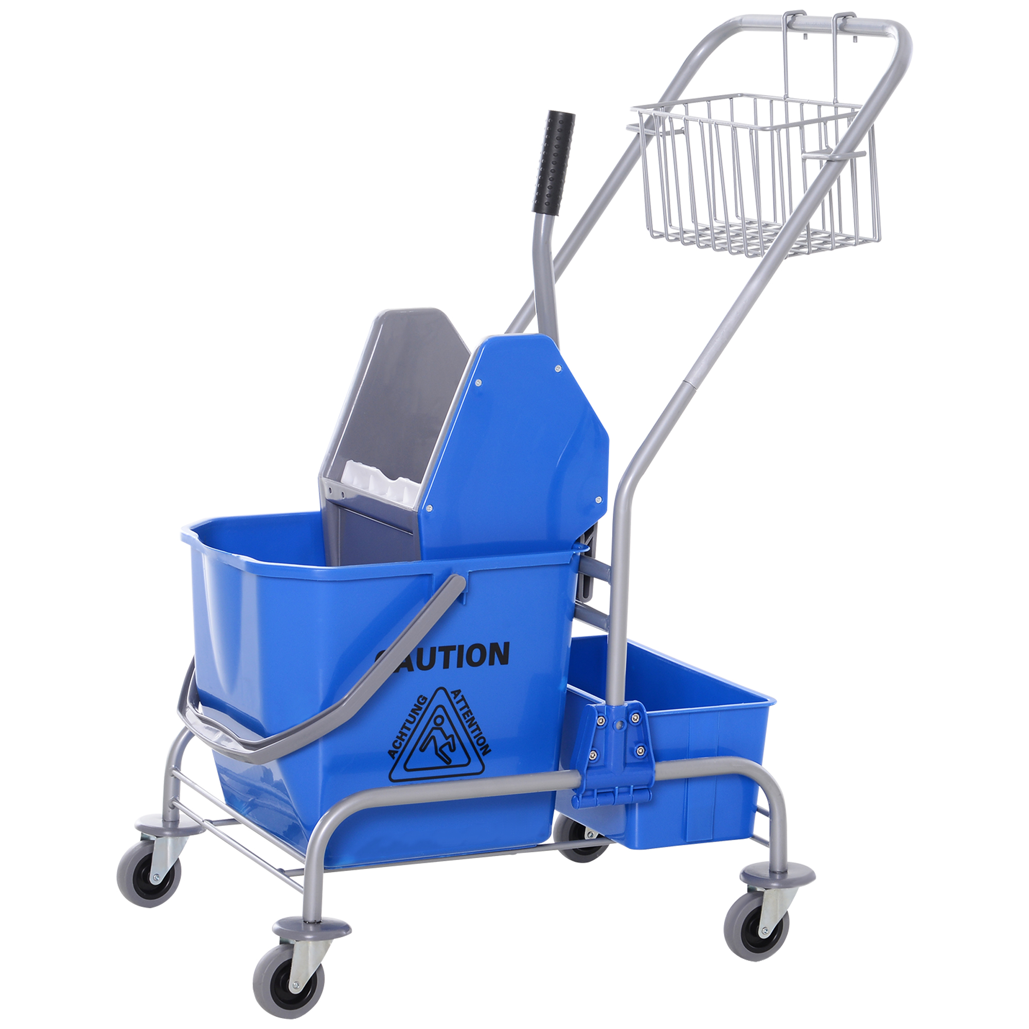 Tīrīšanas ratiņi, mopa ratiņi, 25 l ietilpība, 4 riteņi, plastmasas, zili