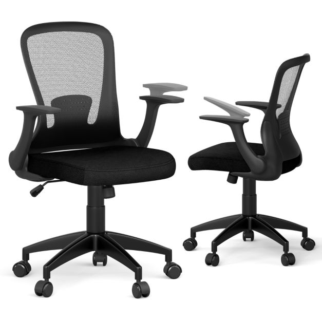 Ergonomisks sieta biroja krēsls ar regulējamu atzveltni - melns