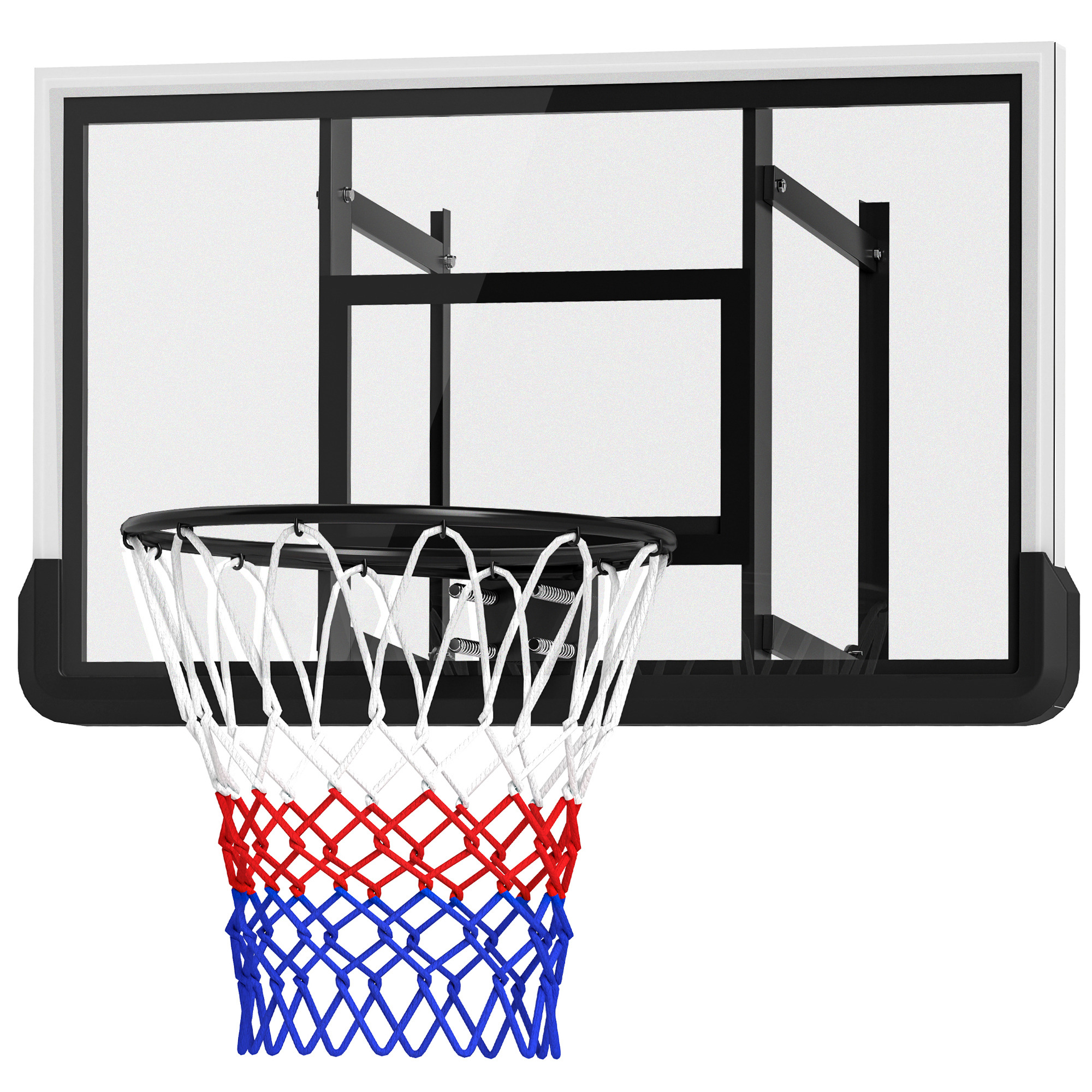 Pie sienas stiprināms basketbola grozs, atsperīga mala, triecienizturīga pamatne, melna