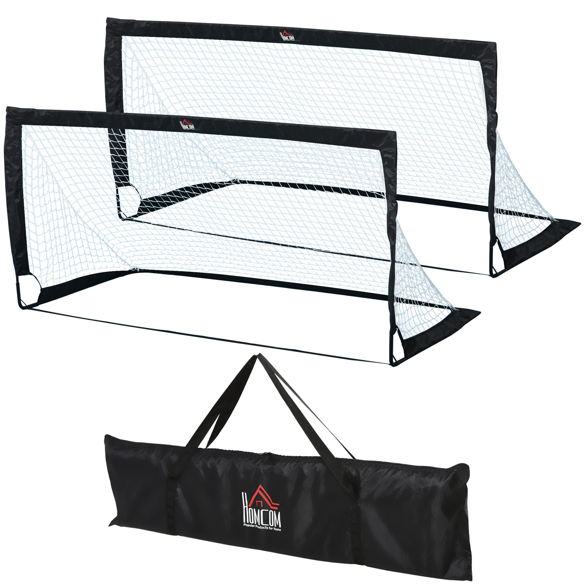 Jalgpalliväravate komplekt 2 kokkupandav 183 x 90 x 90 cm ilmastikukindel kandekotiga täiskasvanutele mõeldud