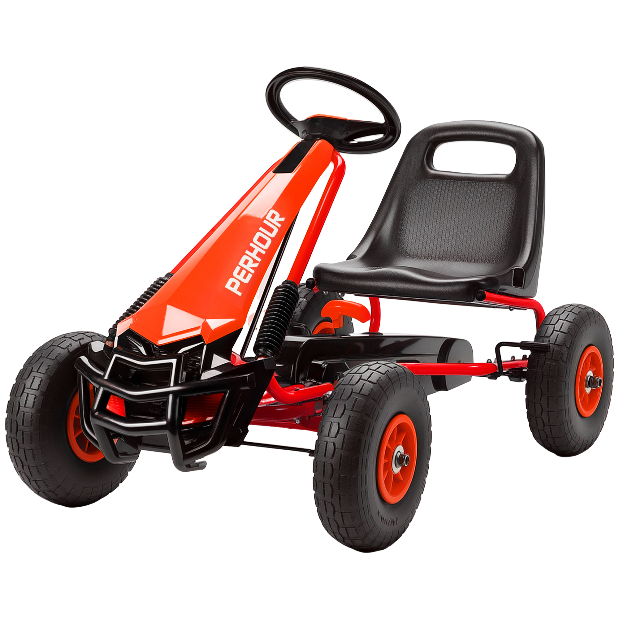 Bērnu pedāļu gokarts, regulējams sēdeklis, EVA riteņi, bremzes, sajūgs, 3-8 gadu vecumam, sarkans