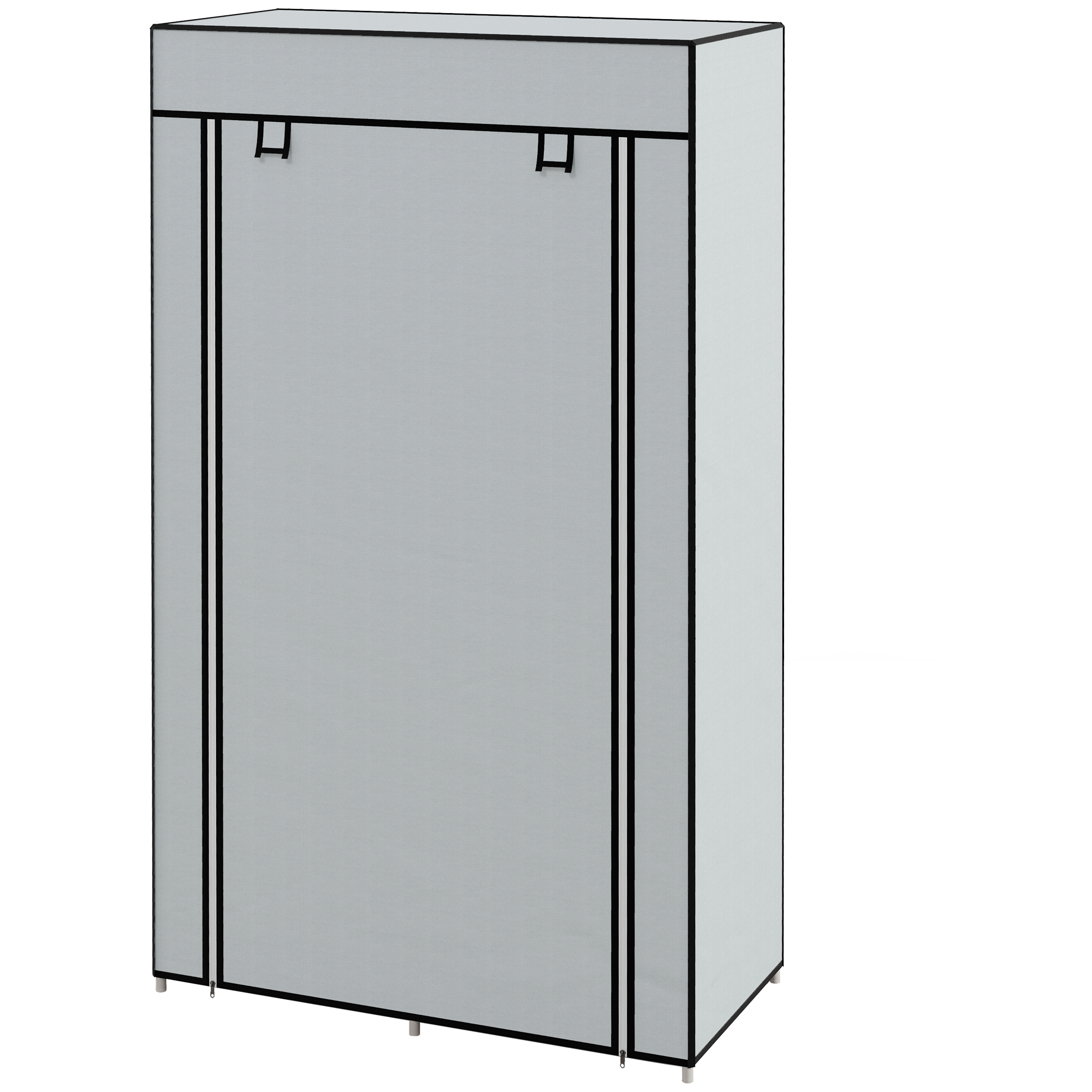 Skapis, auduma skapis ar 1 drēbju stieņu un 2 atvilktnēm, 83 x 42,5 x 162,5 cm, pelēks