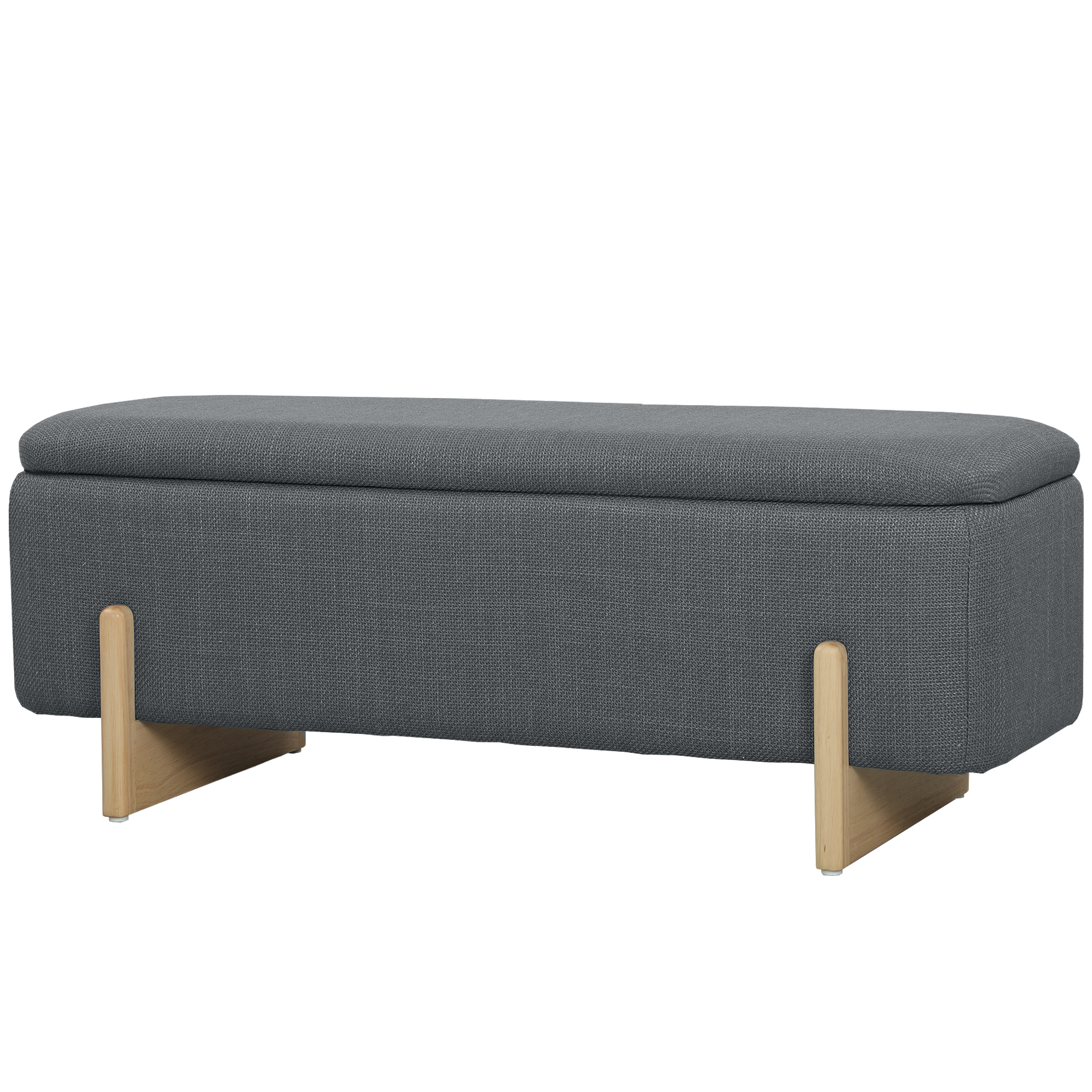 Soliņš ar uzglabāšanas vietu, sols ar putu polsterējumu, lina imitācija, 111 x 44 x 44,5 cm, tumši pelēks