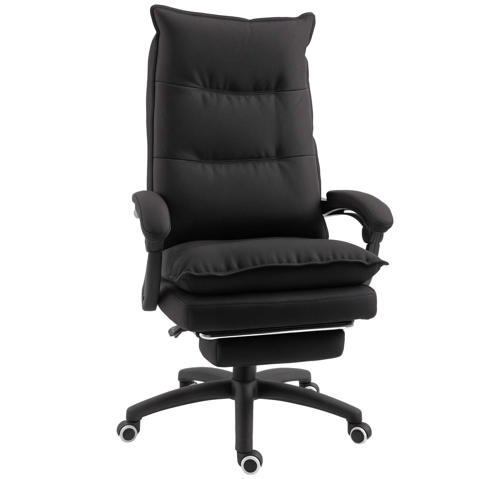 Biroja krēsls ar masāžas funkciju, ergonomisks rakstāmgalda krēsls ar atgāšanas un grozāmības funkciju, ar kāju balstu, melns