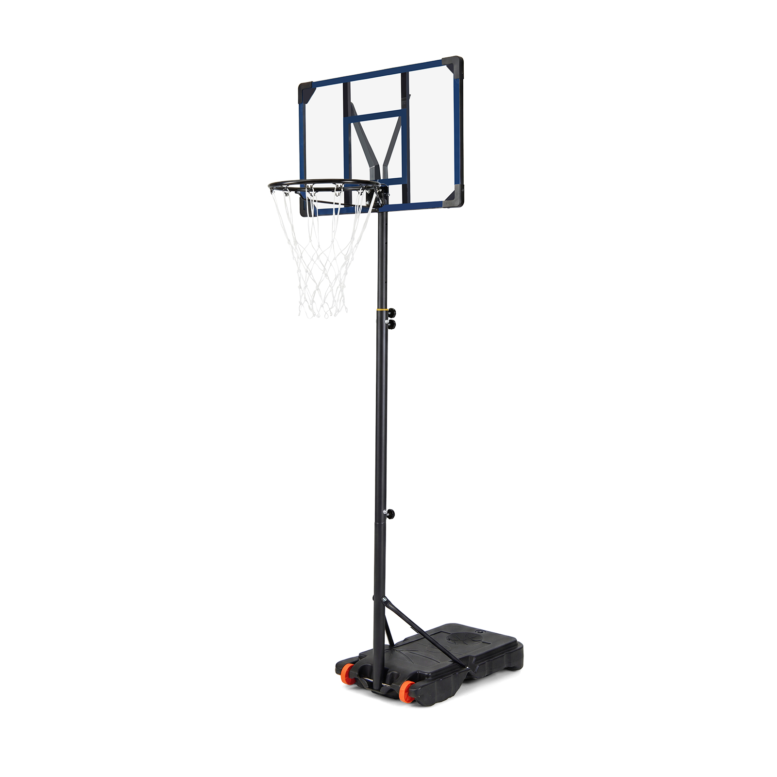 Regulējama augstuma basketbola grozs 206-273,5 cm mobilais basketbola statīvs ar 82 cm grozu, piepildāmu pamatni un riteņiem, pārnēsājams, zils