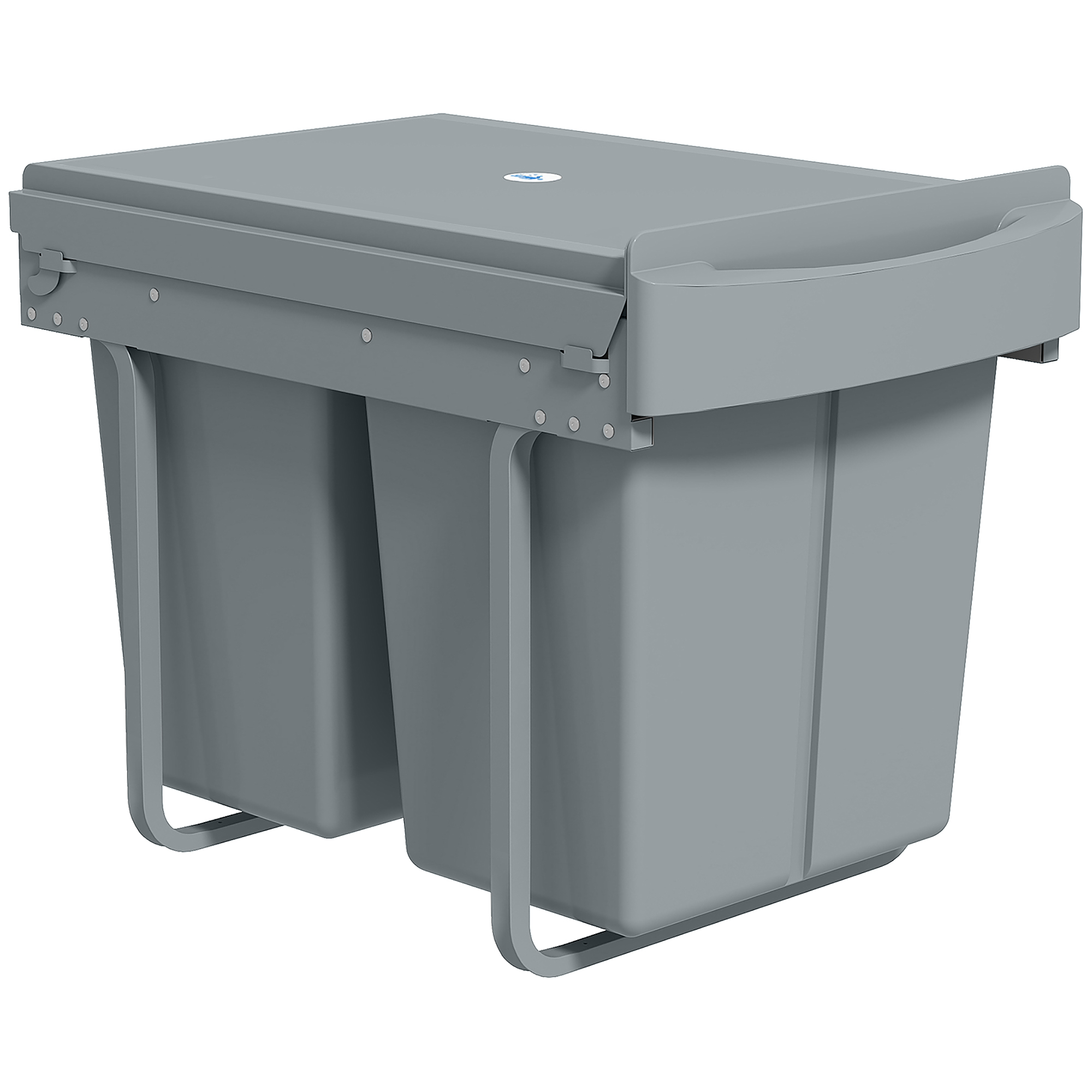 Izvelkama atkritumu tvertne, 2 x 20 l, izņemami konteineri, plastmasa, metāls, pelēka