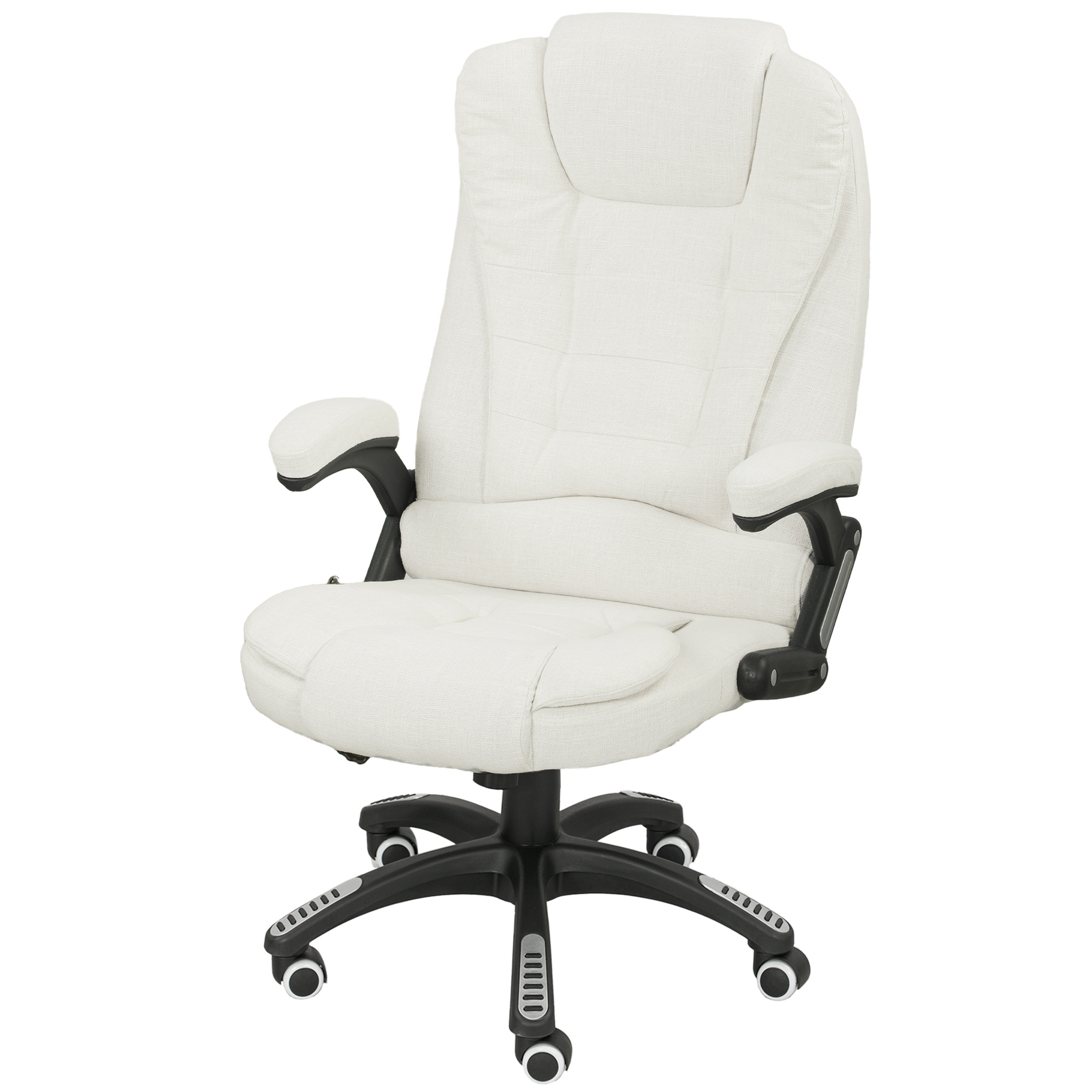 Ergonomisks rakstāmgalda krēsls ar masāžas funkciju, 68 x 72 x 110–120 cm, krēmbalts
