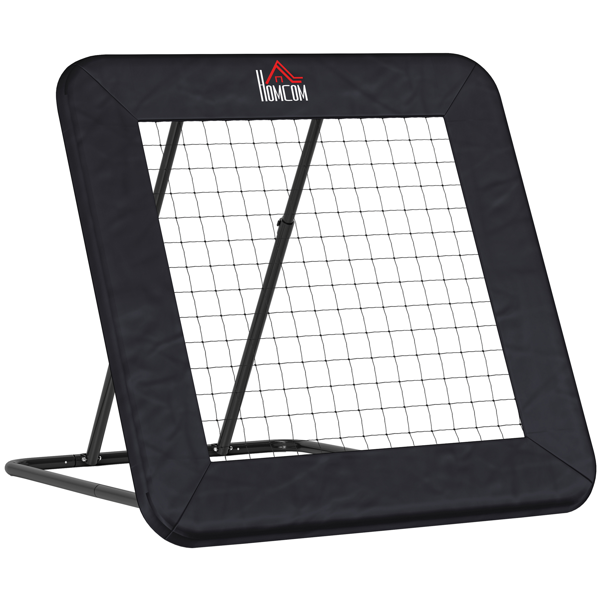 Futbola atlēkušais bumbu grozs, 128 x 118 cm, trieciena siena ar aizsargmalu un tapām, regulējams 5 pozīcijās, pārnēsājams atlēkušais bumbu grozs, futbola vārti jauniešiem, atsitiena siena futbola treniņiem, melna
