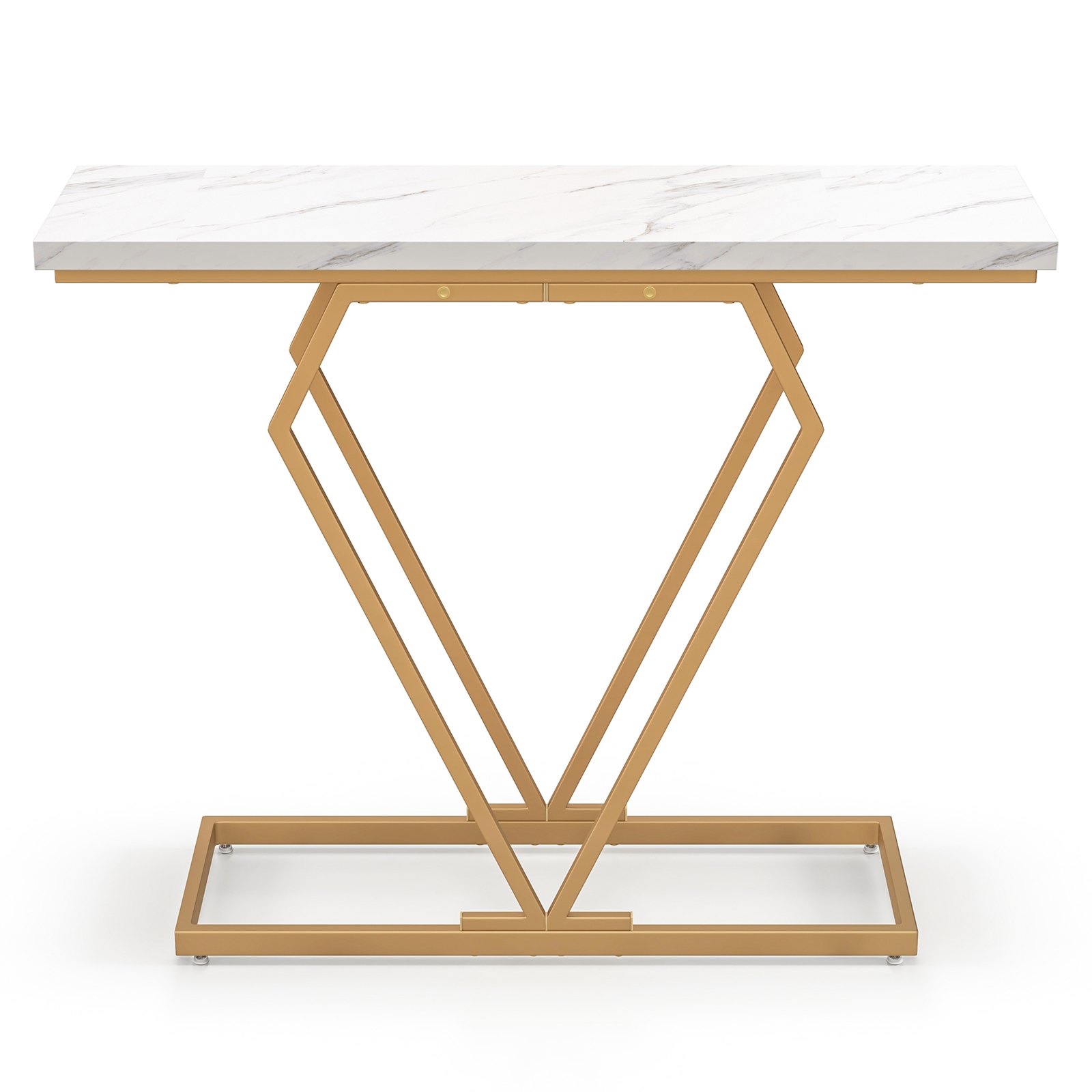Kitsas marmorist mustriga konsoollaud, minimalistlik esikulaud ja elutoa abilaud (100 x 29,5 x 80 cm), valge