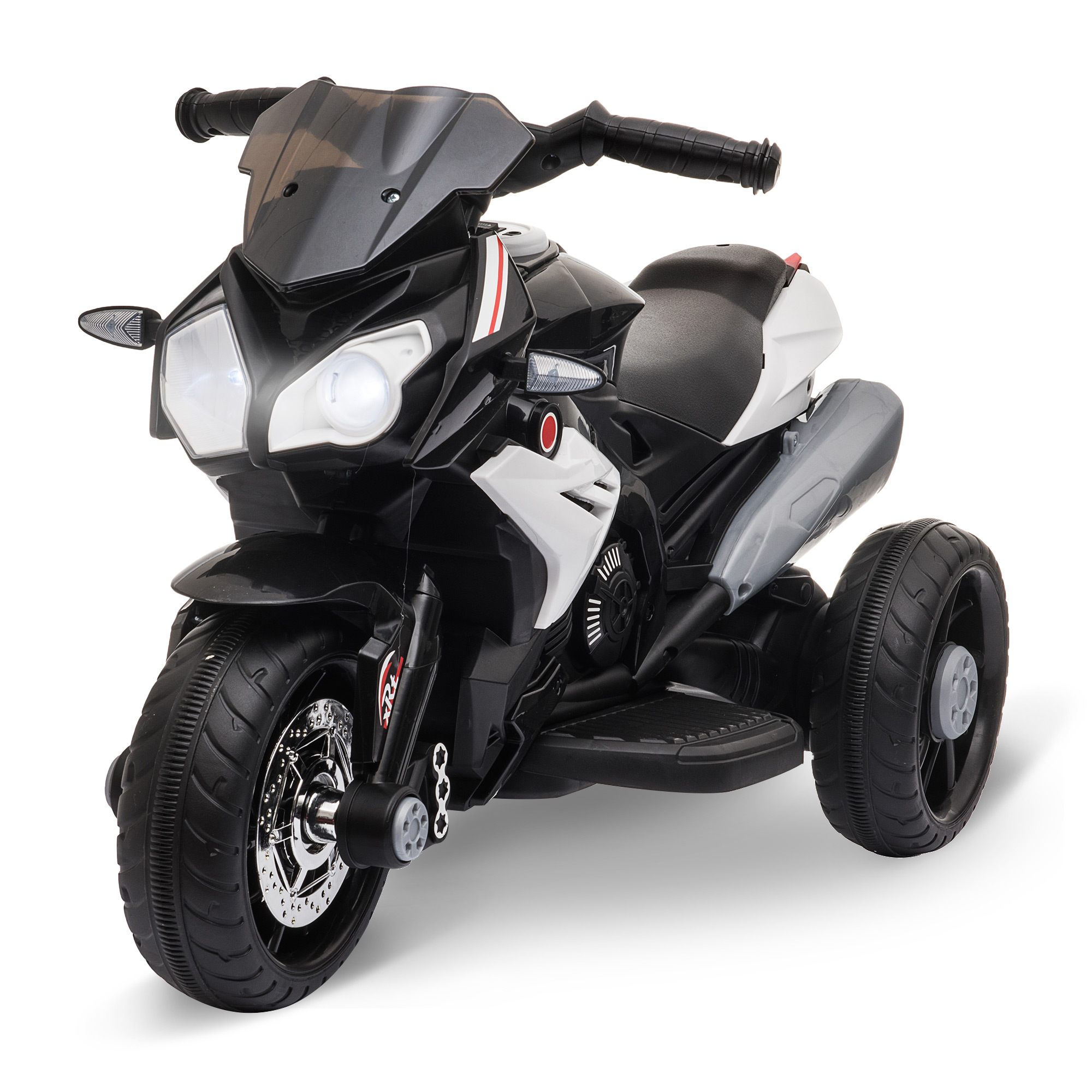 Elektriskais bērnu motocikls, gaismas un skaņas, 3 km/h, uzlādējams, plastmasas un metāla, melns/balts