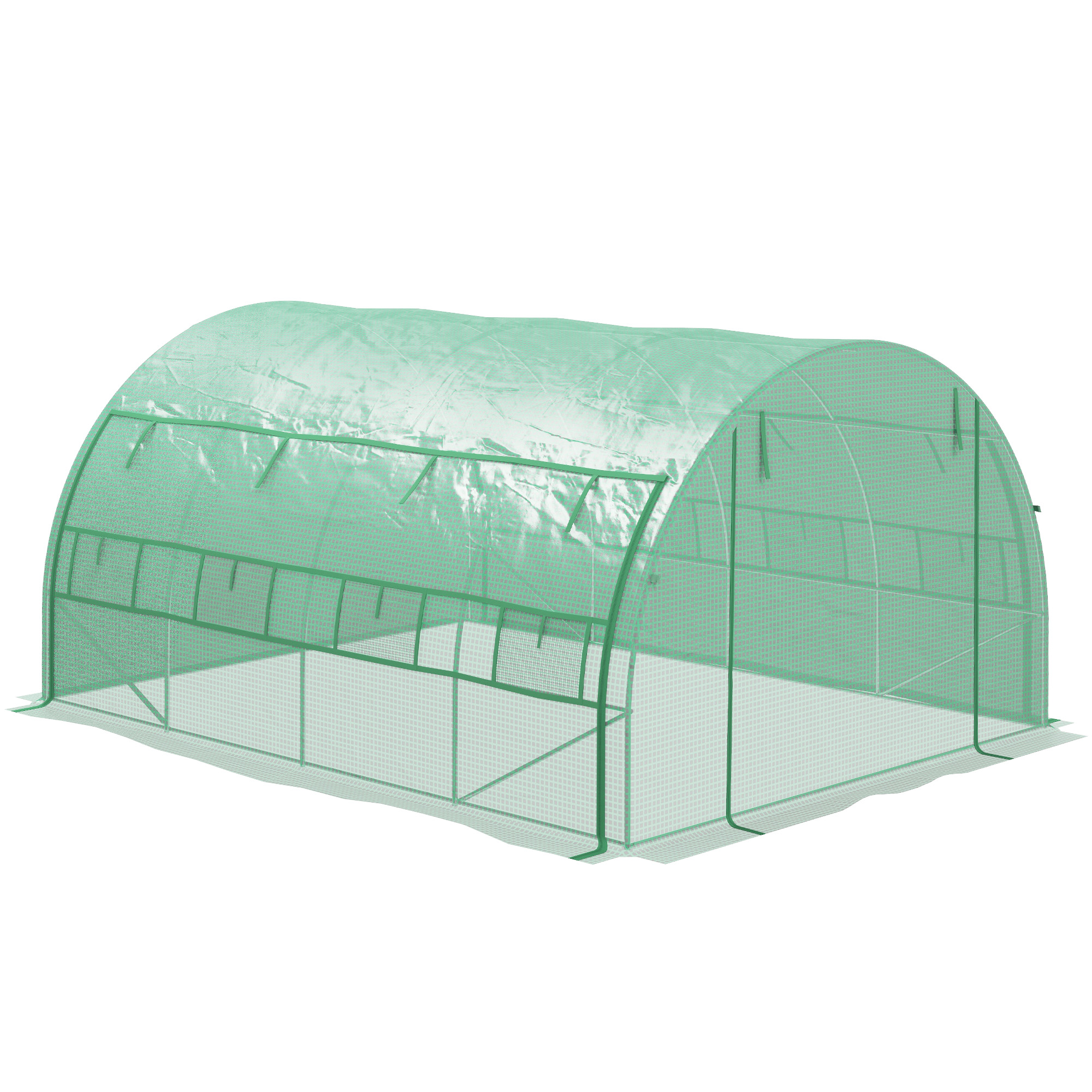 Folijas siltumnīca, ieejama siltumnīca, sieta logi, metāla rāmis, 4x3x2m, zaļa