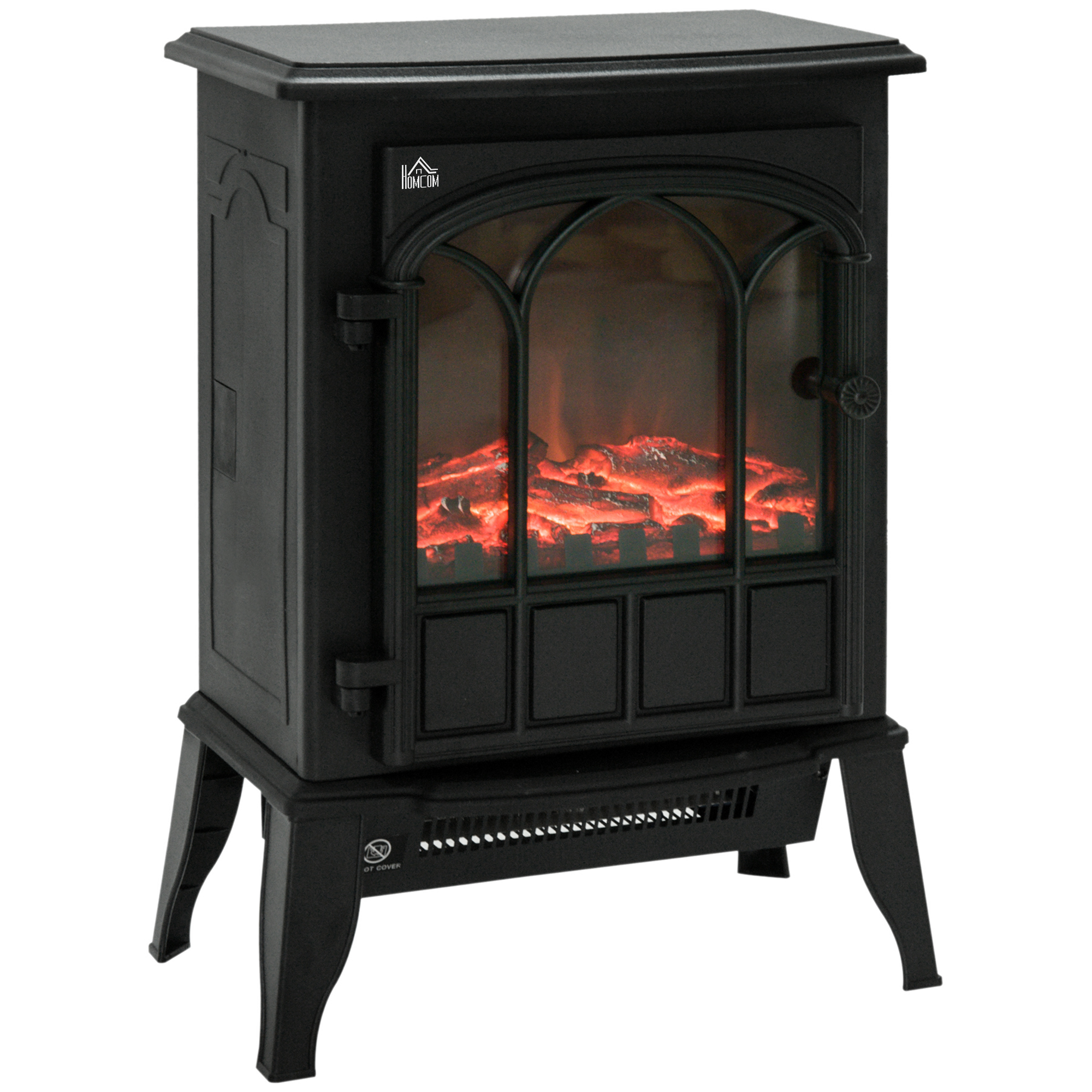 Elektriskais kamīns, LED liesmas, 1000/2000 W, regulējama temperatūra un spilgtums, metāla, 39 x 23 x 56,5 cm