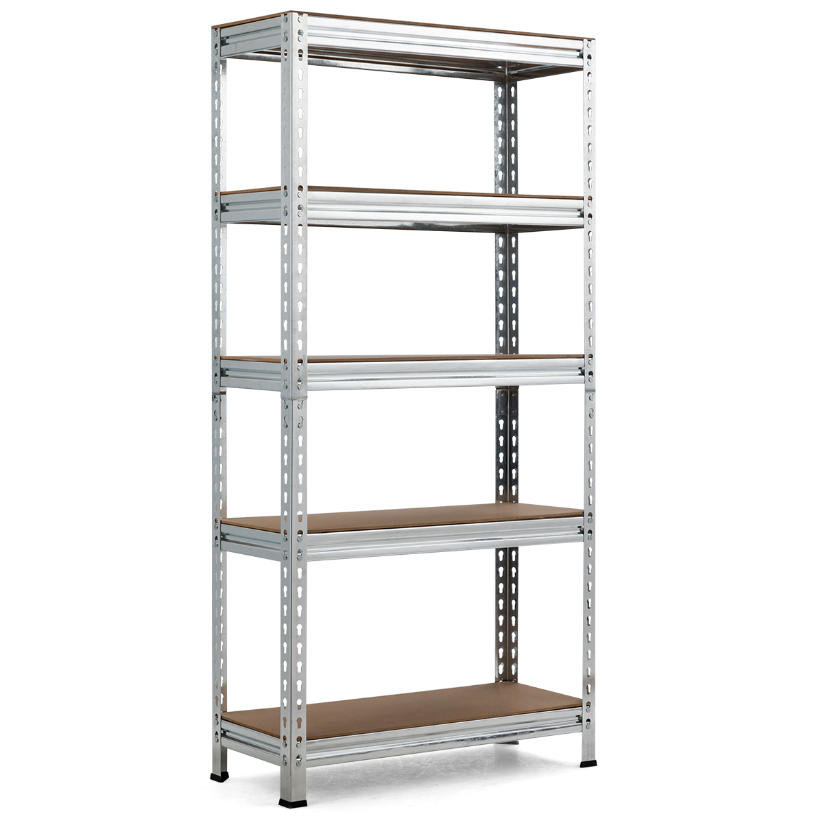 Viie reguleeritava riiuliga poltkinnituseta metallist laoriiul, tugev ja raskeveokite riiul (kuni 500 kg, 150 x 75 x 30 cm), hõbedane